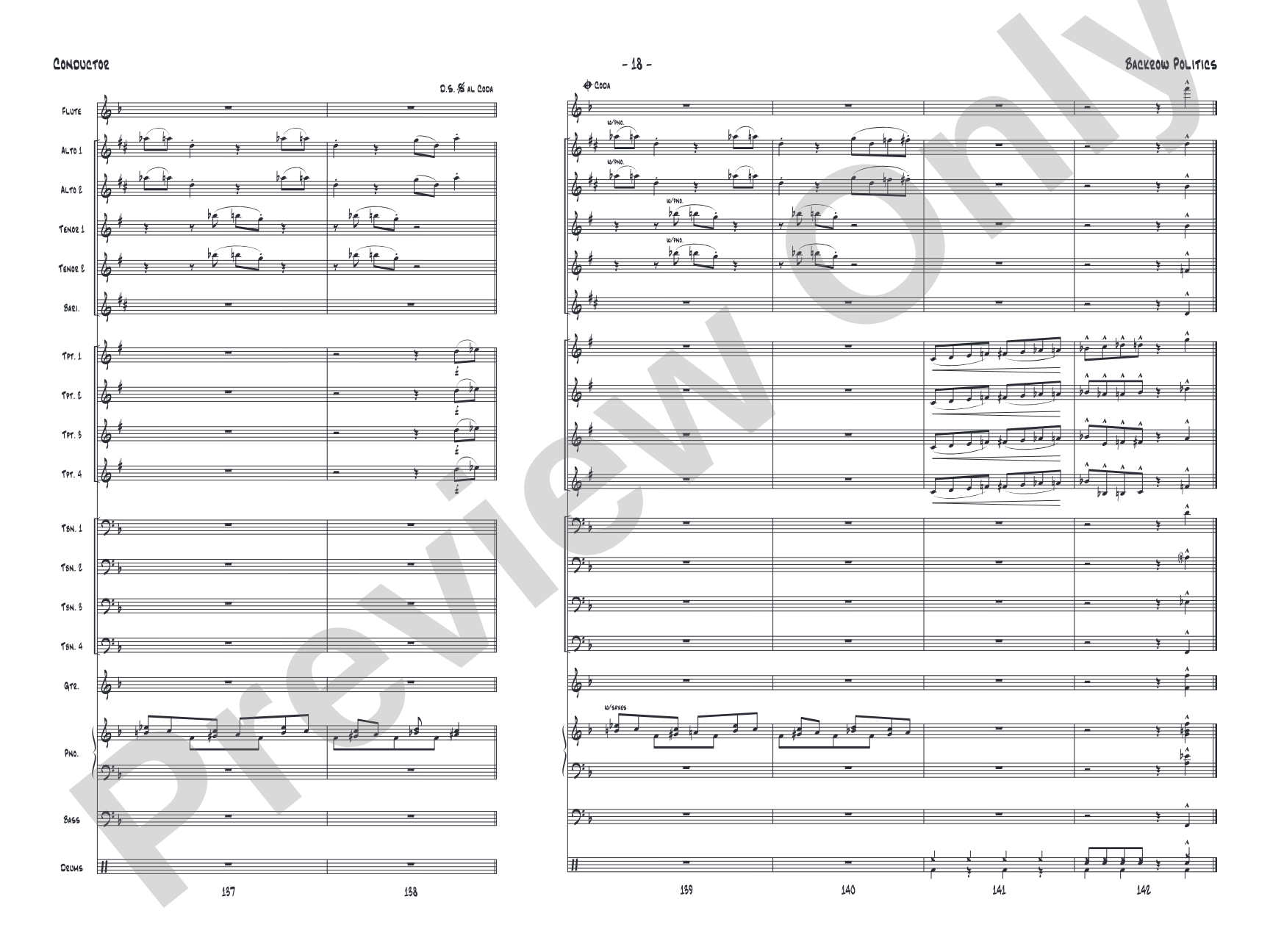 Backrow Politics: Jazz Ensemble Conductor Score & Parts