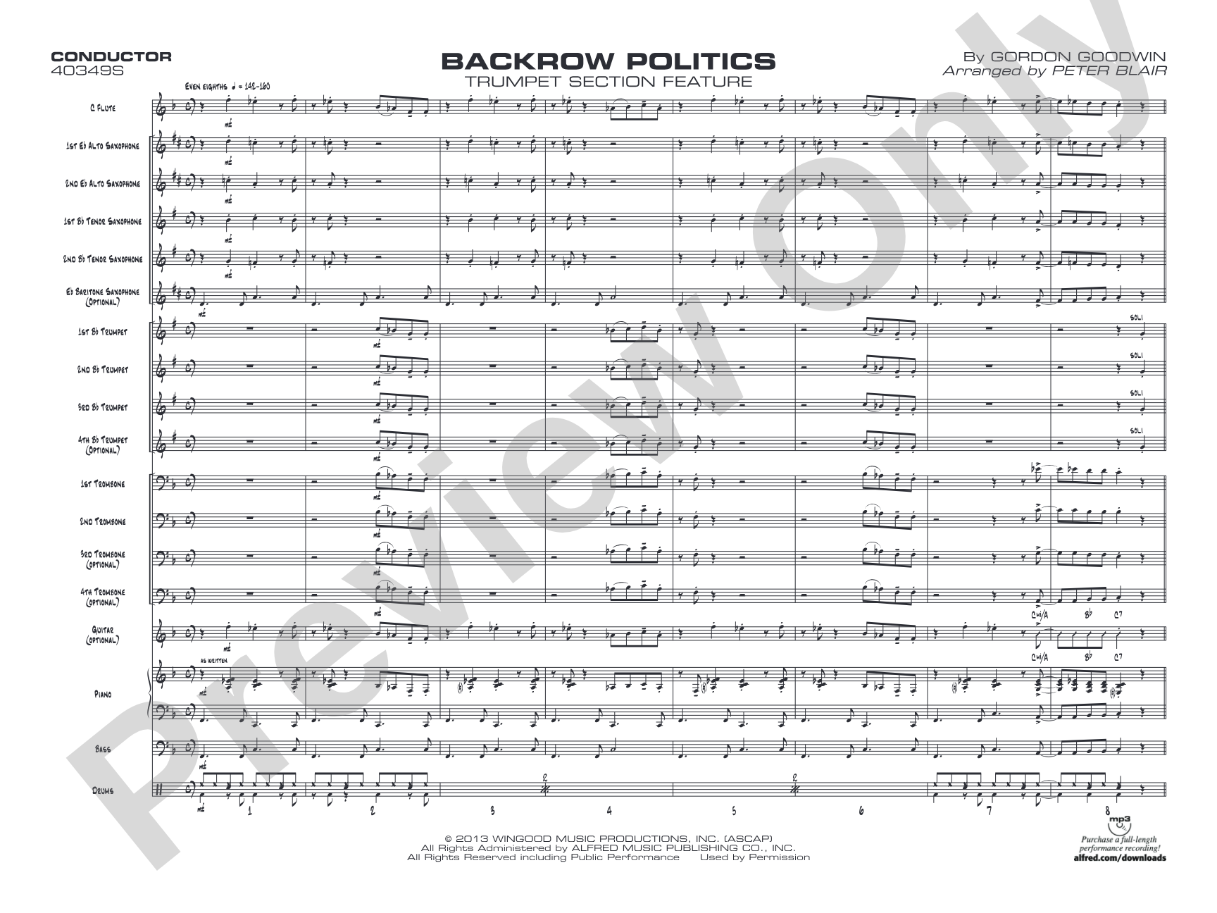 Backrow Politics: Jazz Ensemble Conductor Score & Parts