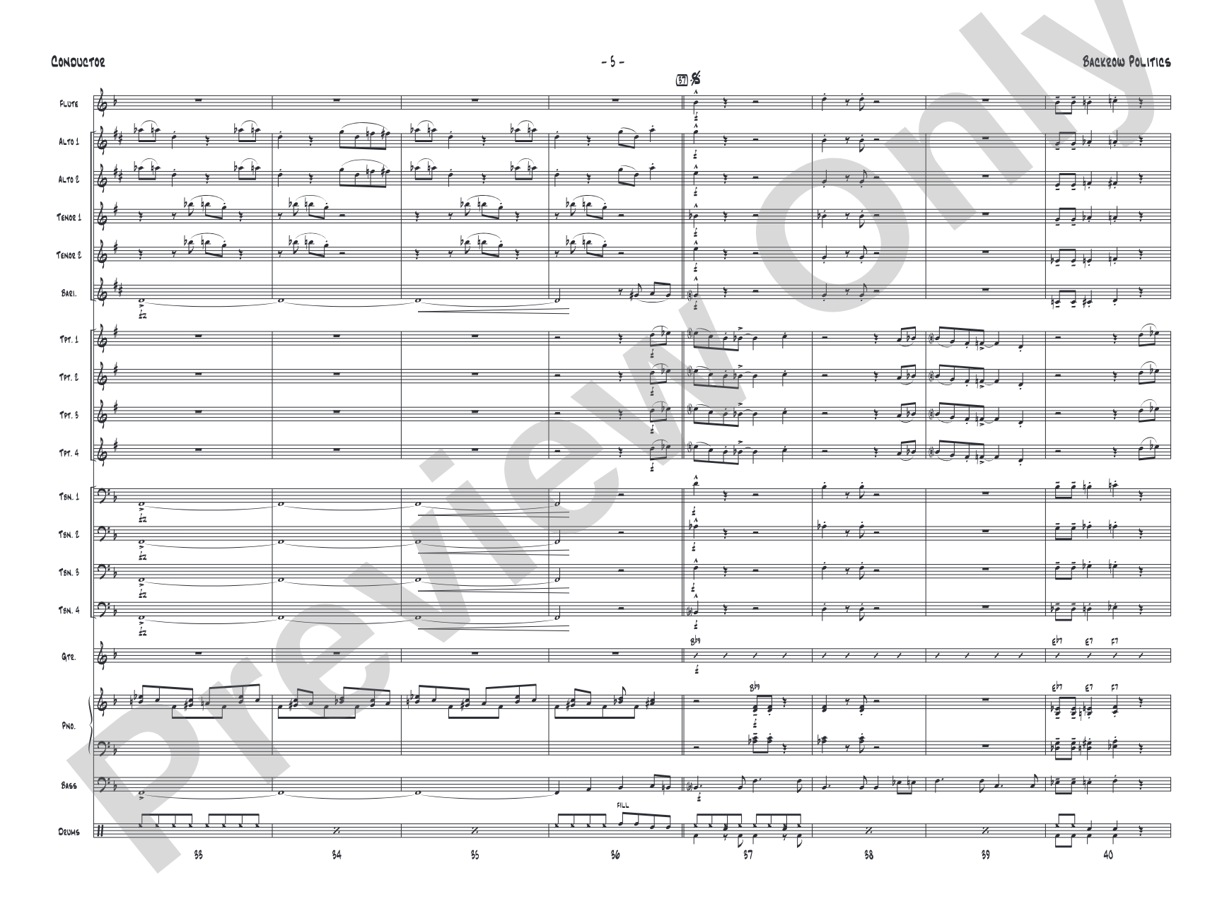 Backrow Politics: Jazz Ensemble Conductor Score & Parts