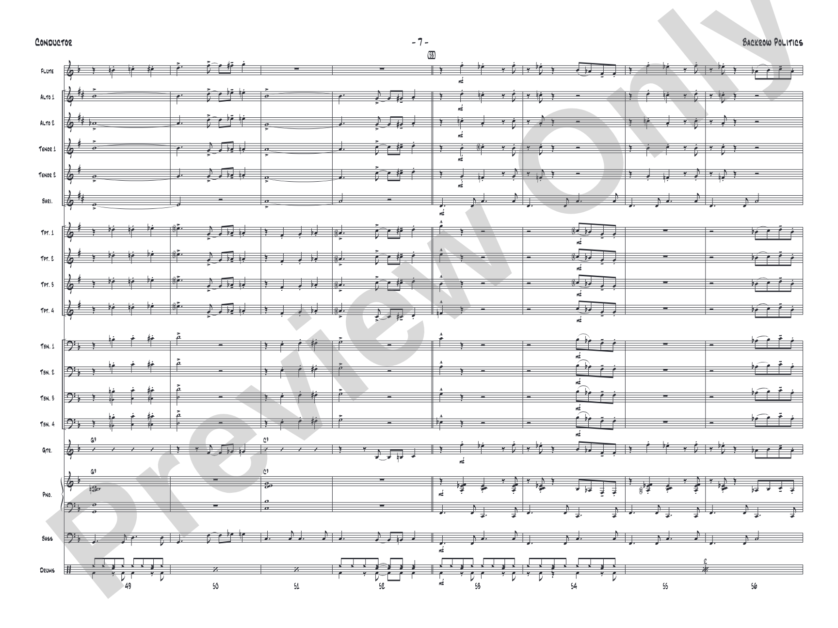 Backrow Politics: Jazz Ensemble Conductor Score & Parts