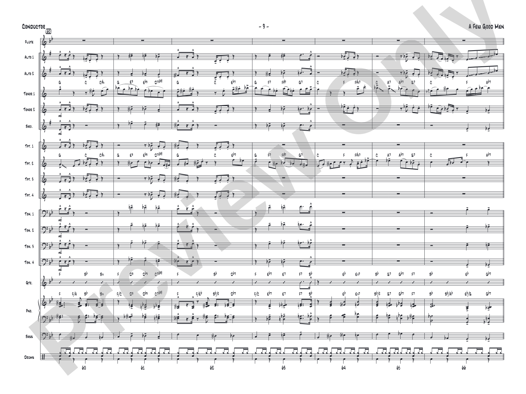 A Few Good Men: Jazz Ensemble Conductor Score & Parts