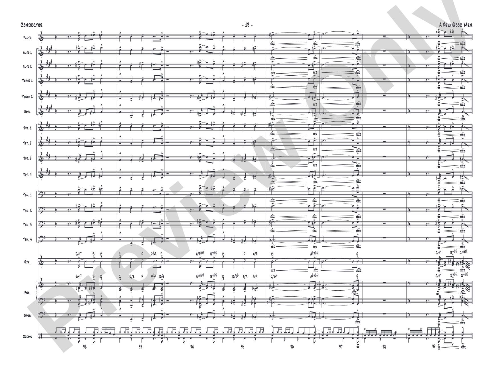 A Few Good Men: Jazz Ensemble Conductor Score & Parts