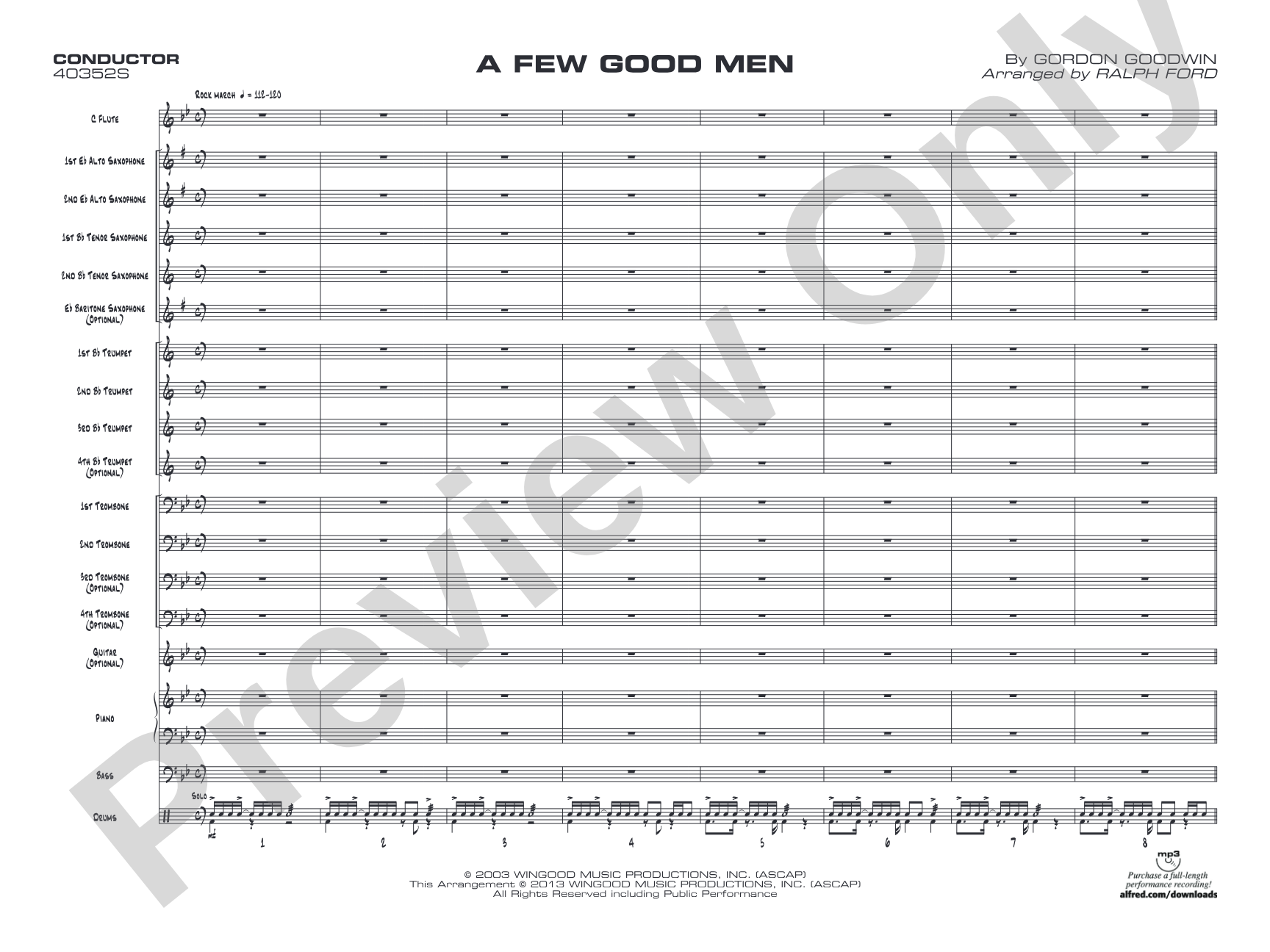A Few Good Men: Jazz Ensemble Conductor Score & Parts