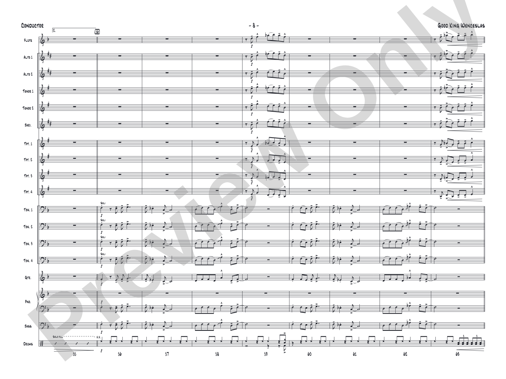 Good King Wenceslas: Jazz Ensemble Conductor Score & Parts