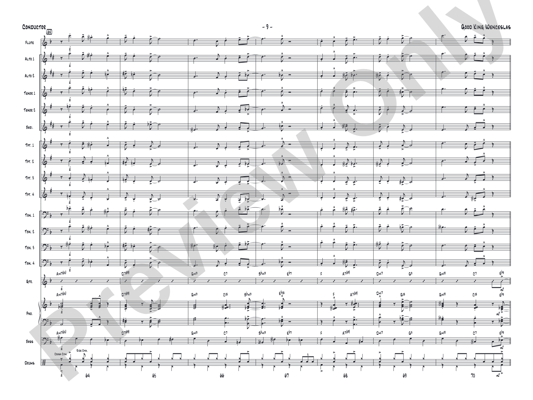 Good King Wenceslas: Jazz Ensemble Conductor Score & Parts