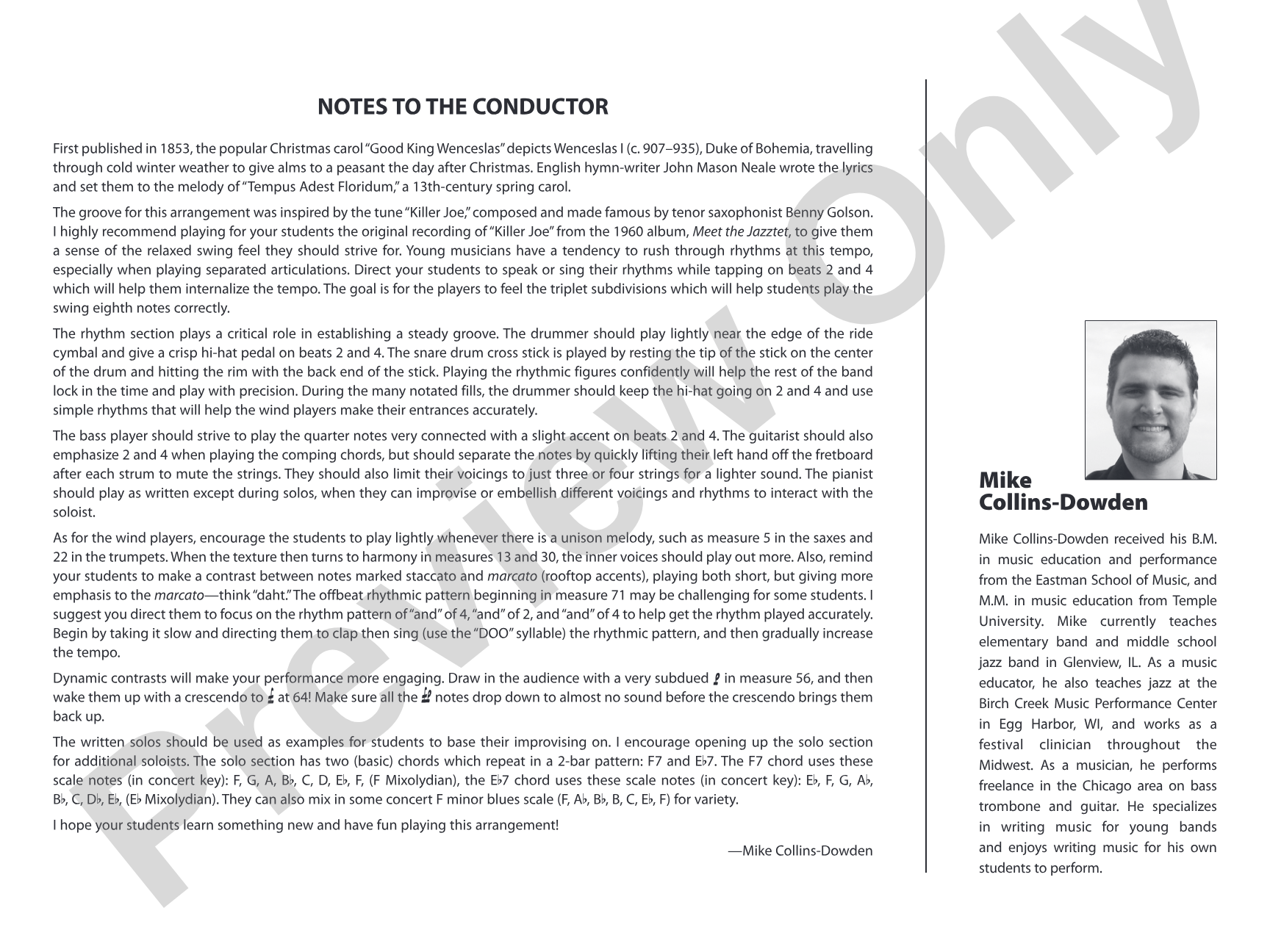 Good King Wenceslas: Jazz Ensemble Conductor Score & Parts