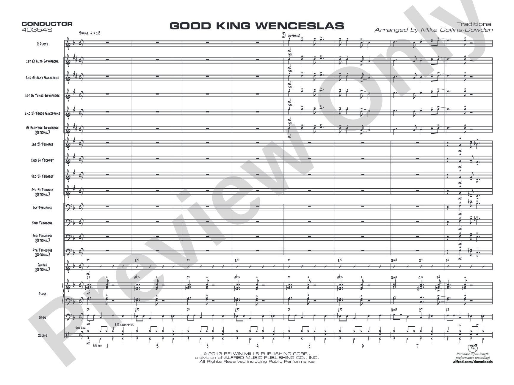Good King Wenceslas: Jazz Ensemble Conductor Score & Parts