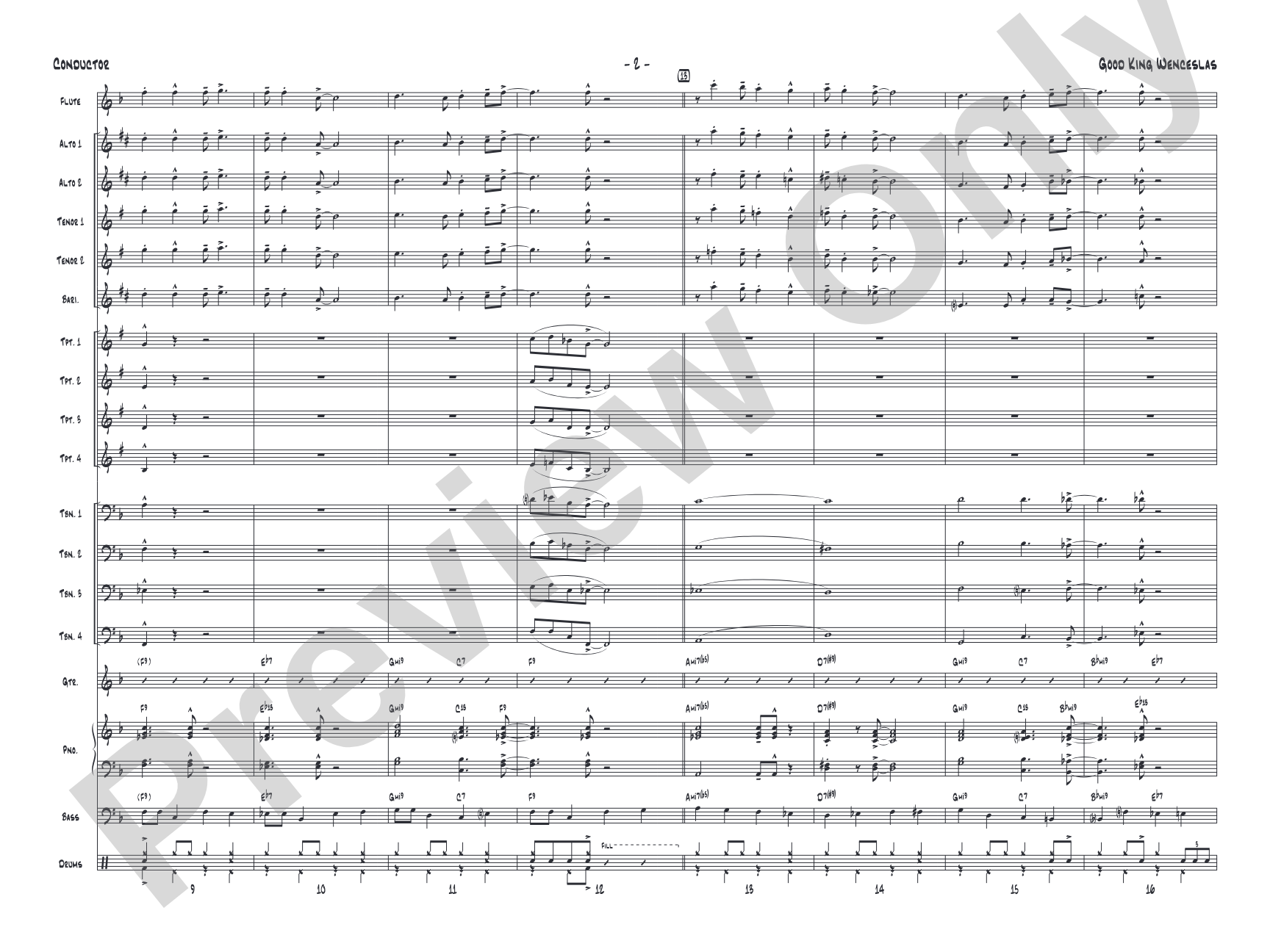 Good King Wenceslas: Jazz Ensemble Conductor Score & Parts