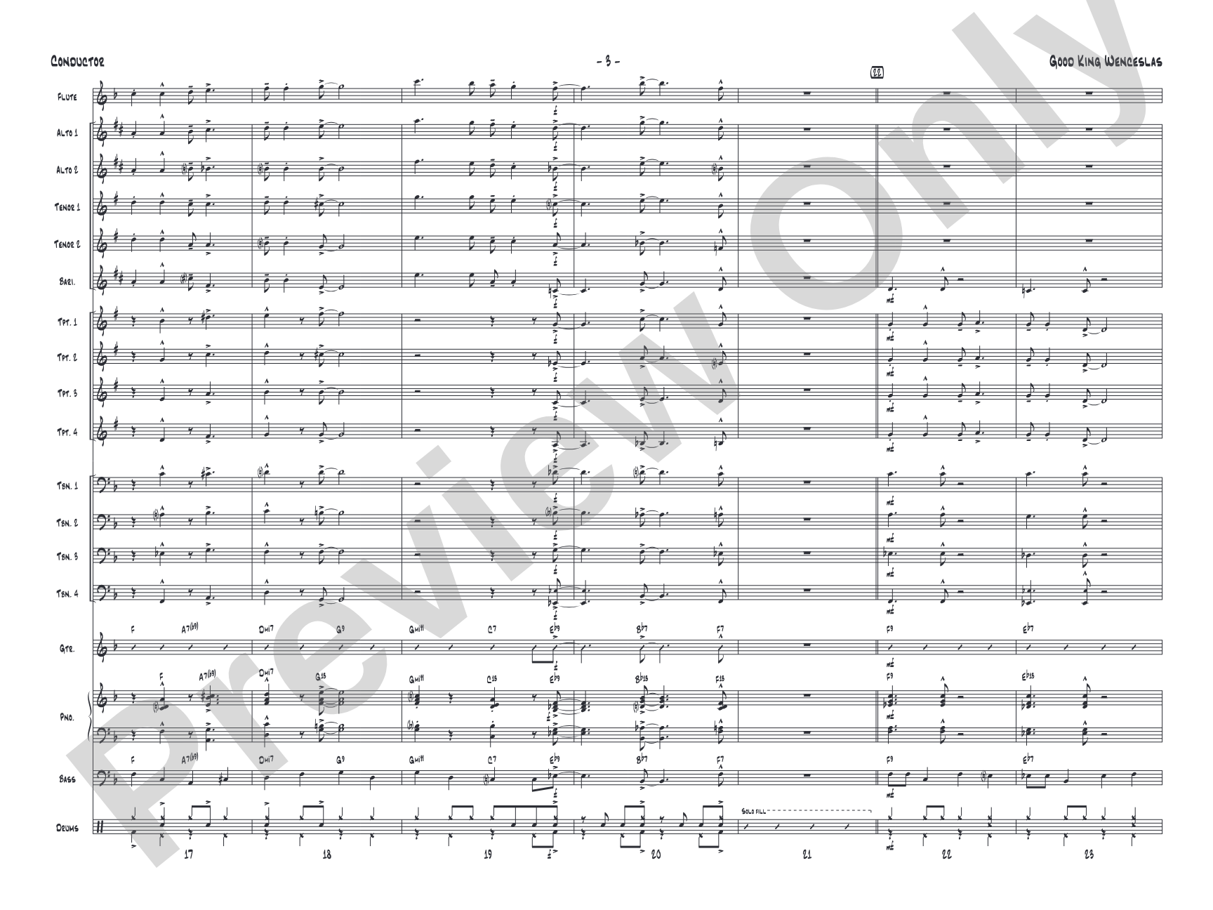 Good King Wenceslas: Jazz Ensemble Conductor Score & Parts