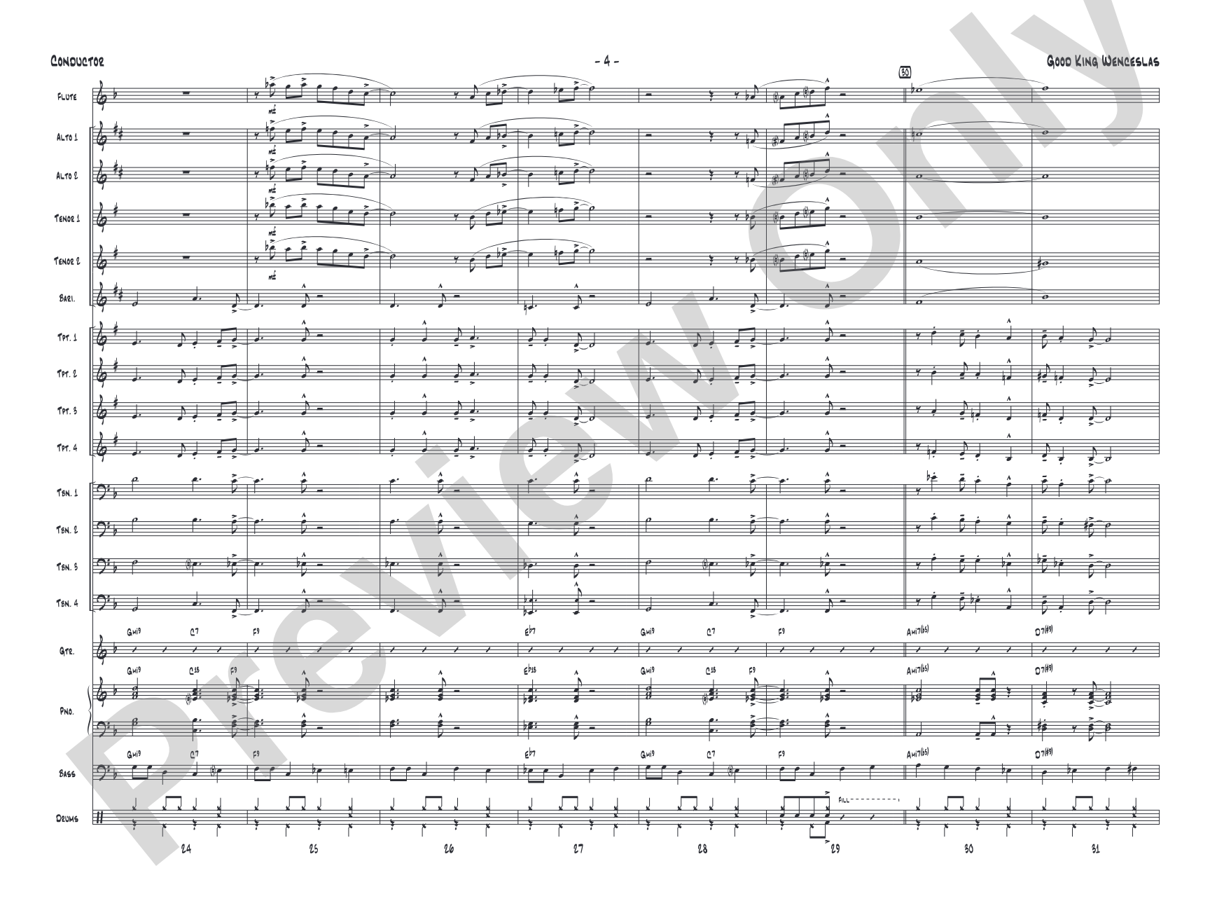 Good King Wenceslas: Jazz Ensemble Conductor Score & Parts
