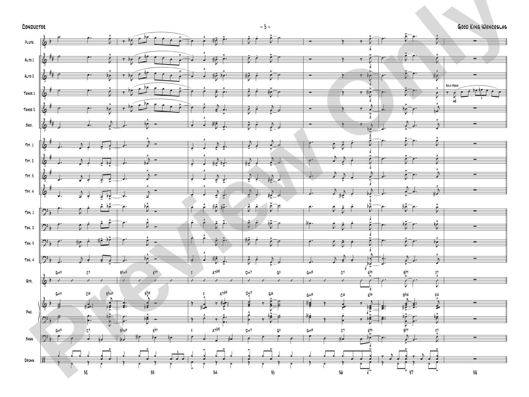 Good King Wenceslas: Jazz Ensemble Conductor Score & Parts