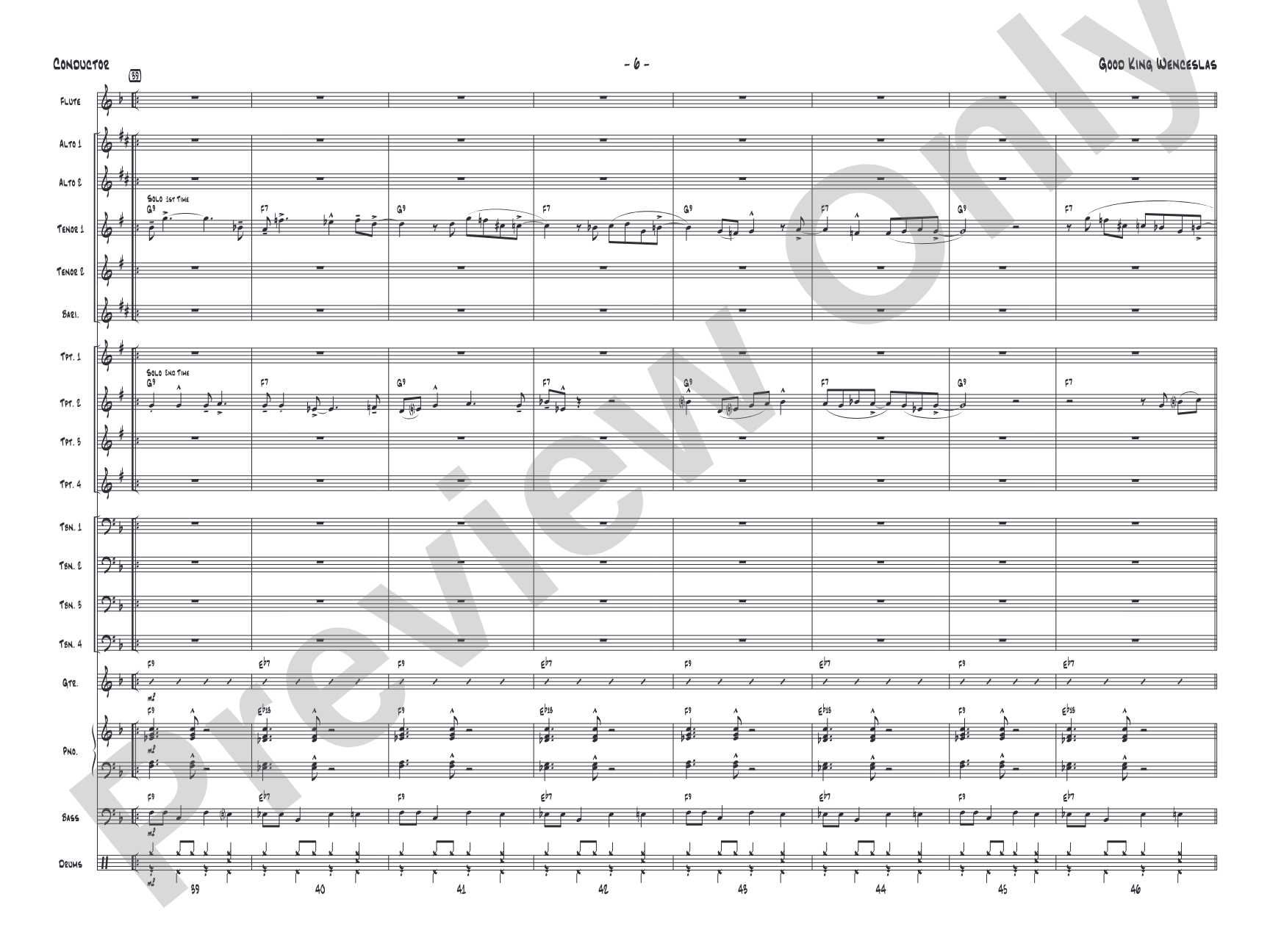 Good King Wenceslas: Jazz Ensemble Conductor Score & Parts