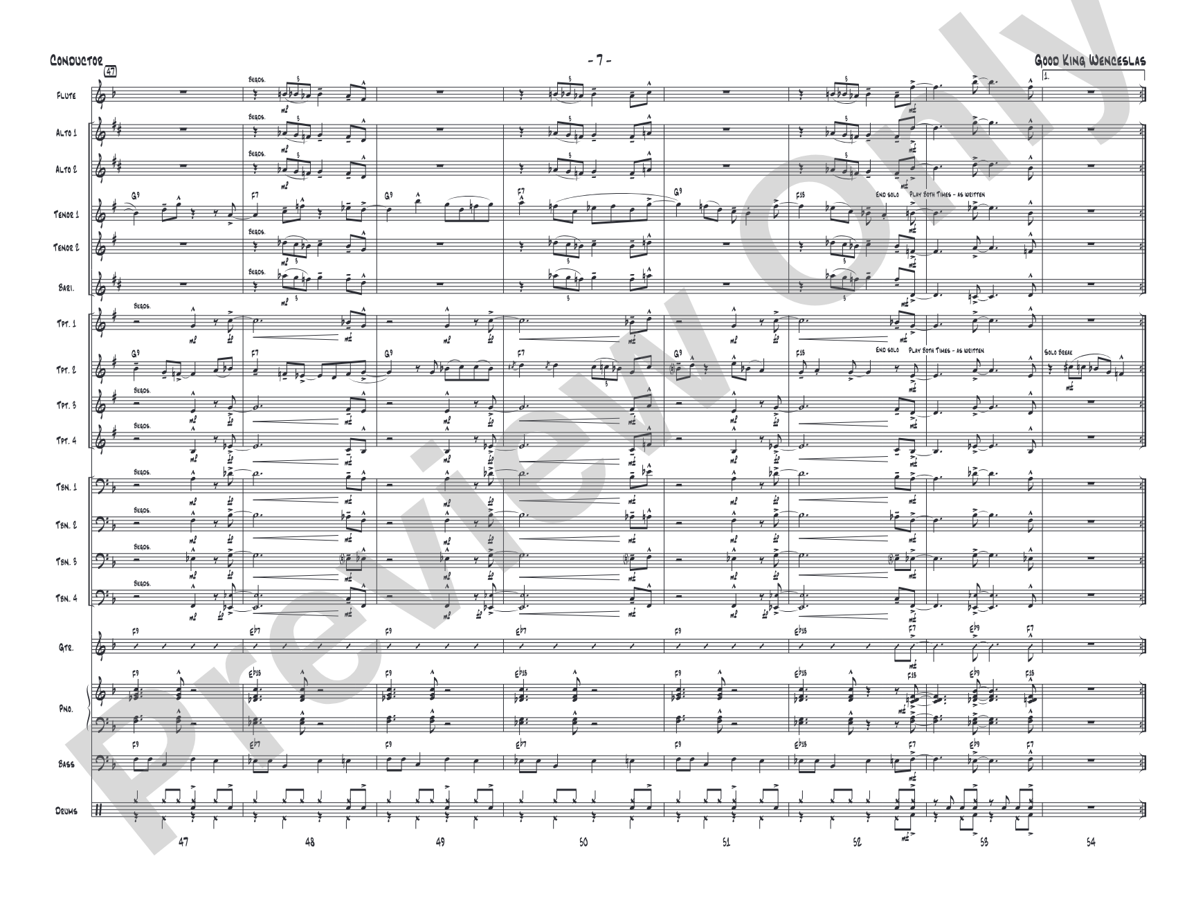 Good King Wenceslas: Jazz Ensemble Conductor Score & Parts