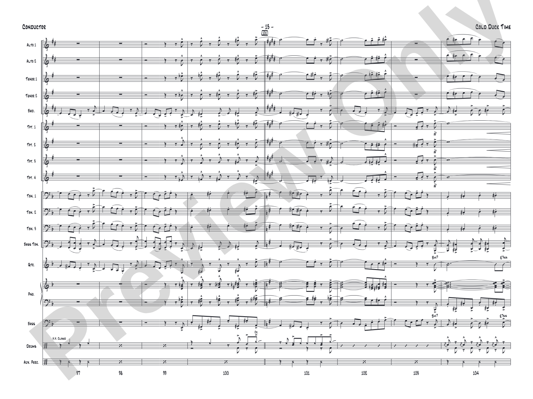 Cold Duck Time: Jazz Ensemble Conductor Score & Parts