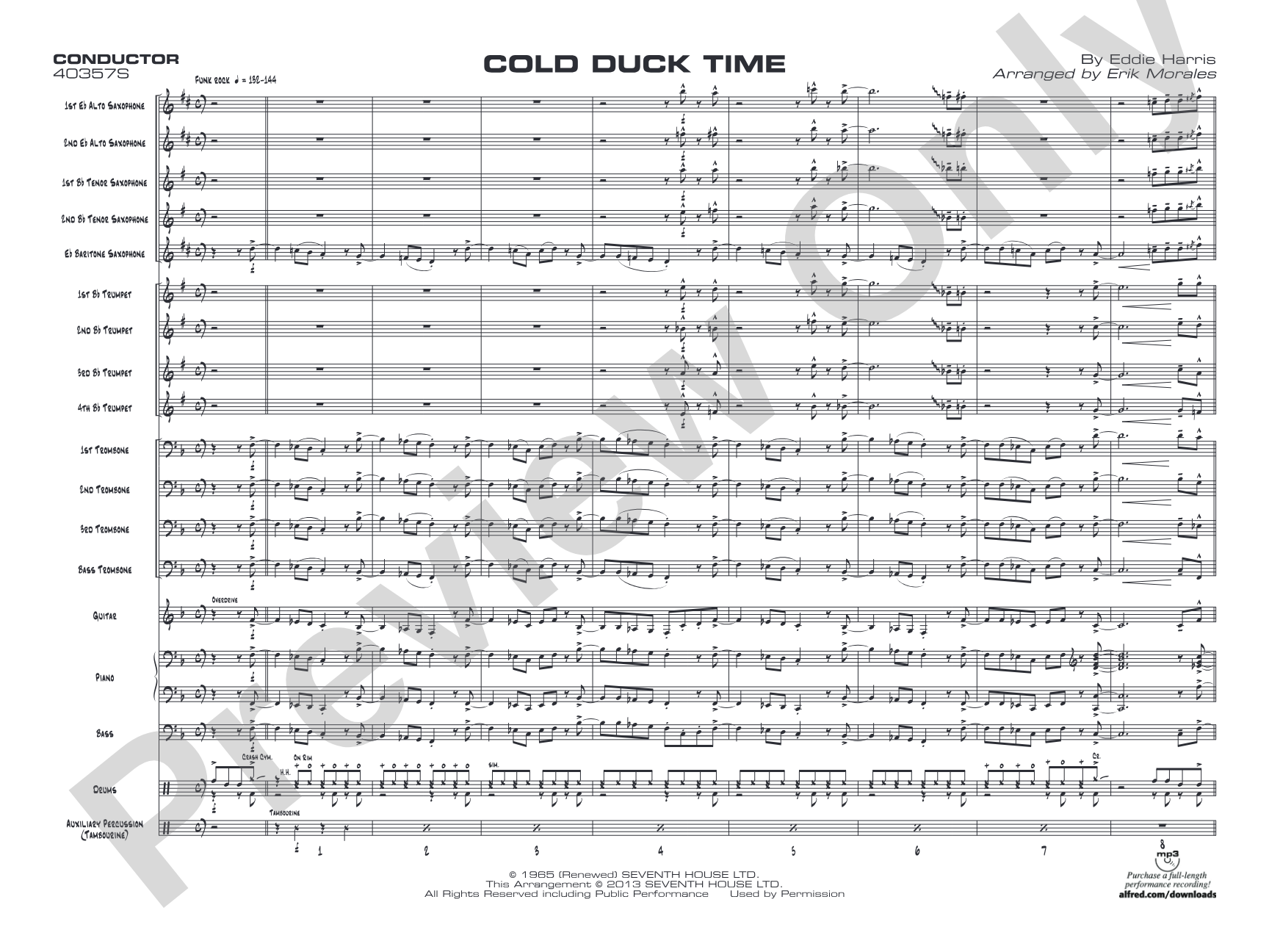 Cold Duck Time: Jazz Ensemble Conductor Score & Parts