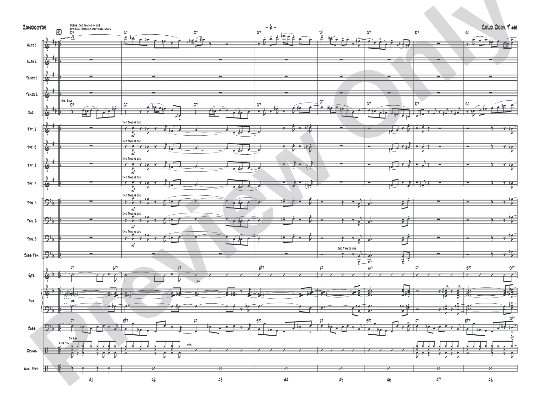 Cold Duck Time: Jazz Ensemble Conductor Score & Parts