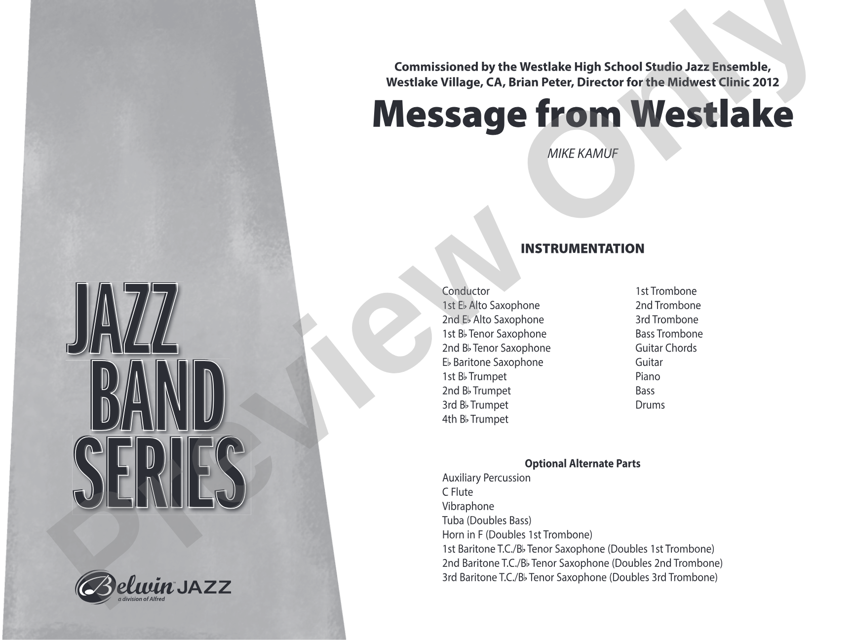 Message from Westlake: Jazz Ensemble Conductor Score & Parts