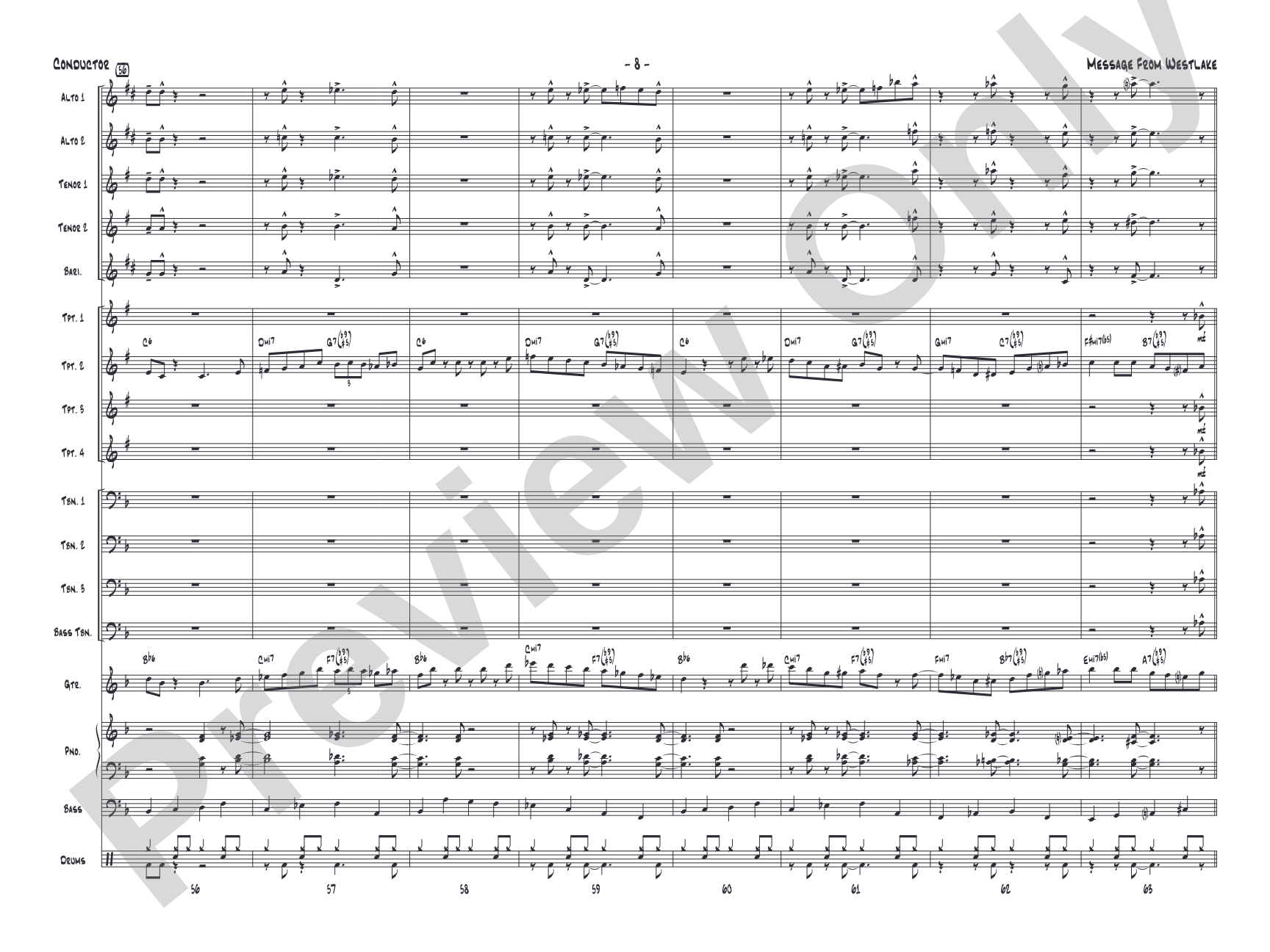 Message from Westlake: Jazz Ensemble Conductor Score & Parts