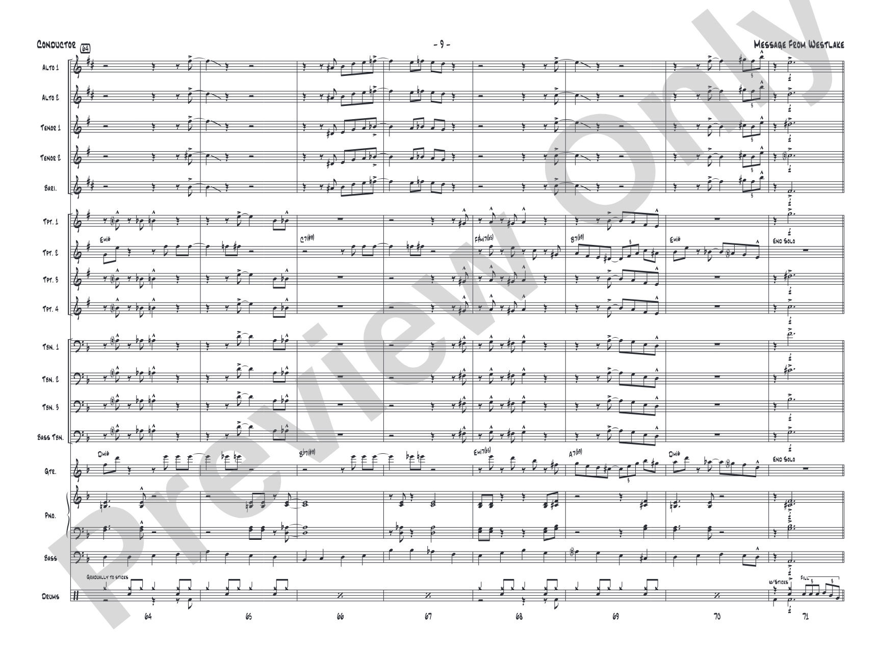 Message from Westlake: Jazz Ensemble Conductor Score & Parts
