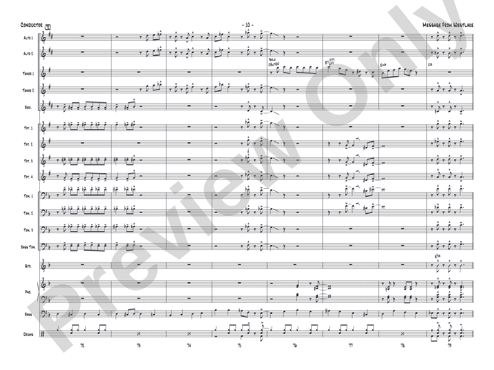 Message from Westlake: Jazz Ensemble Conductor Score & Parts