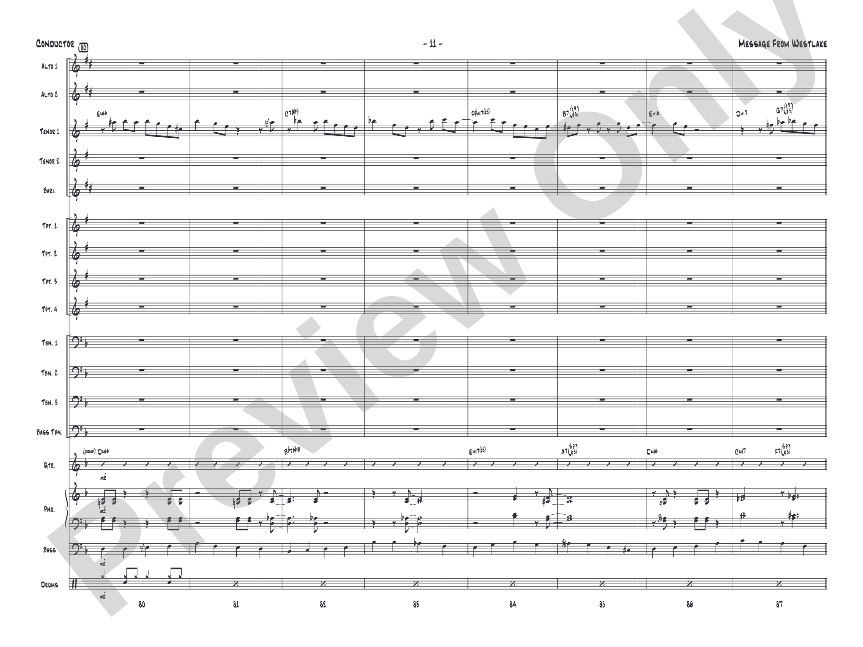 Message from Westlake: Jazz Ensemble Conductor Score & Parts