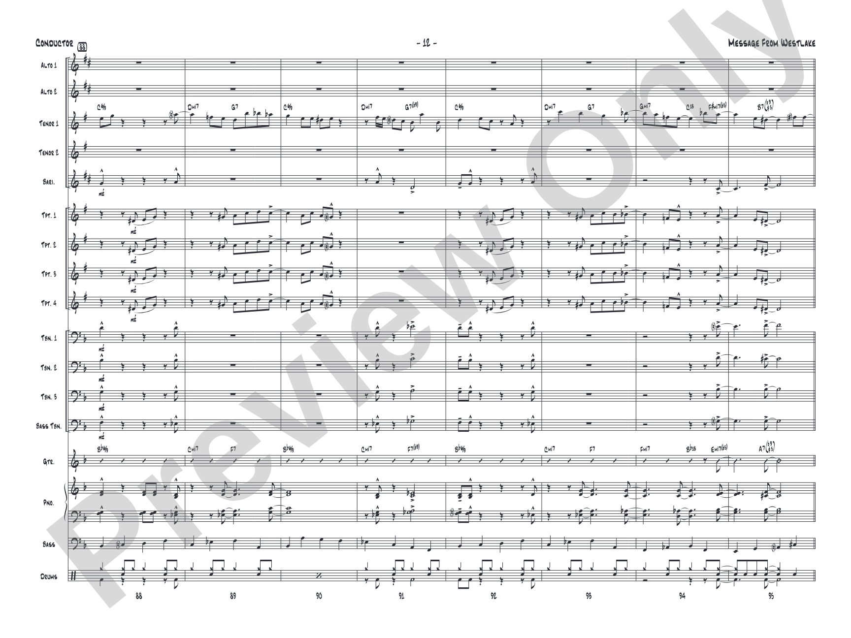 Message from Westlake: Jazz Ensemble Conductor Score & Parts