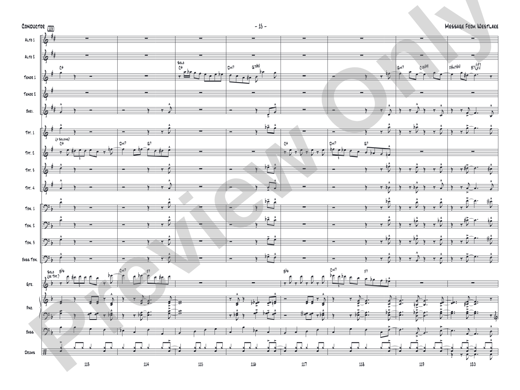 Message from Westlake: Jazz Ensemble Conductor Score & Parts