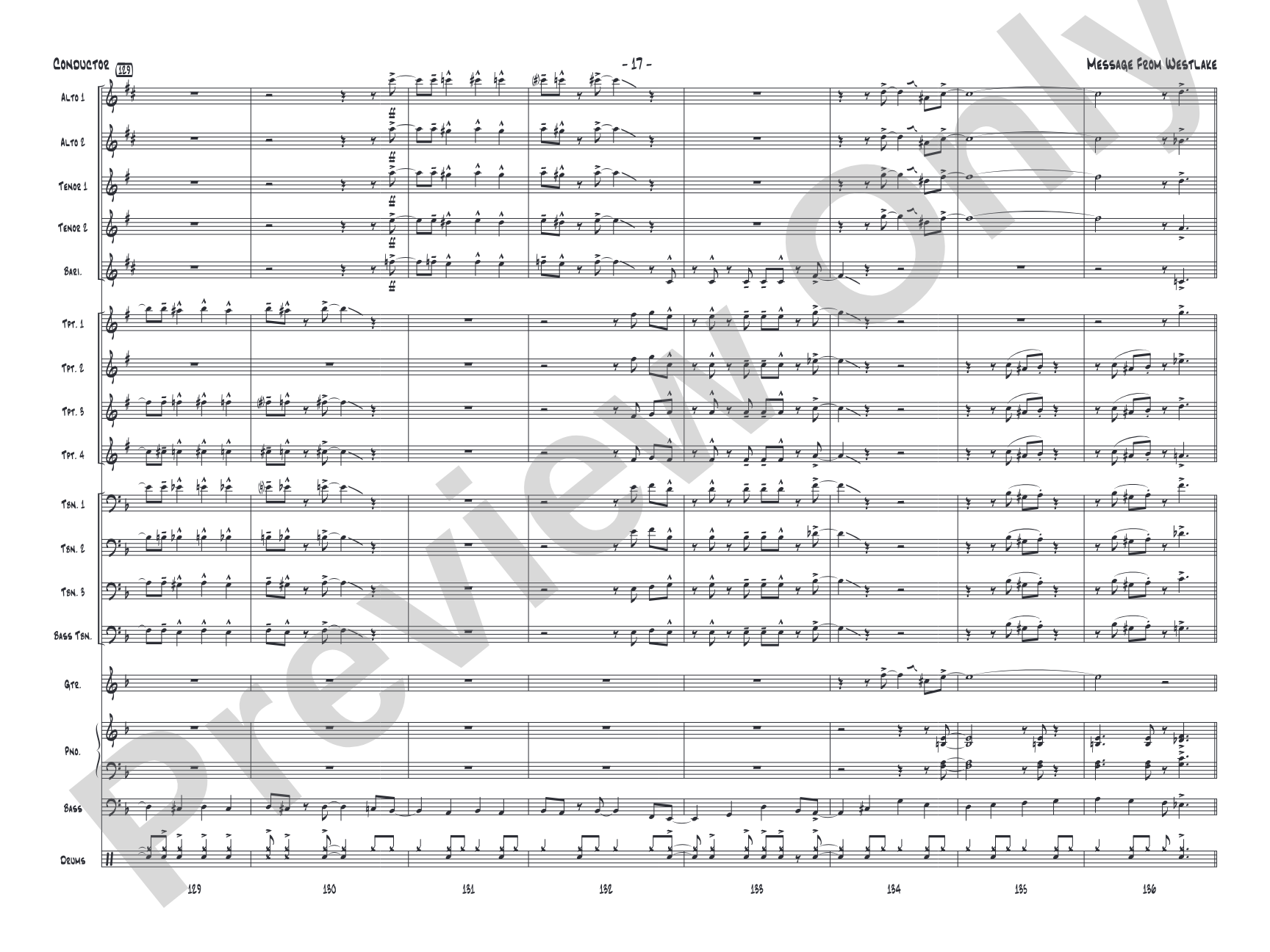 Message from Westlake: Jazz Ensemble Conductor Score & Parts
