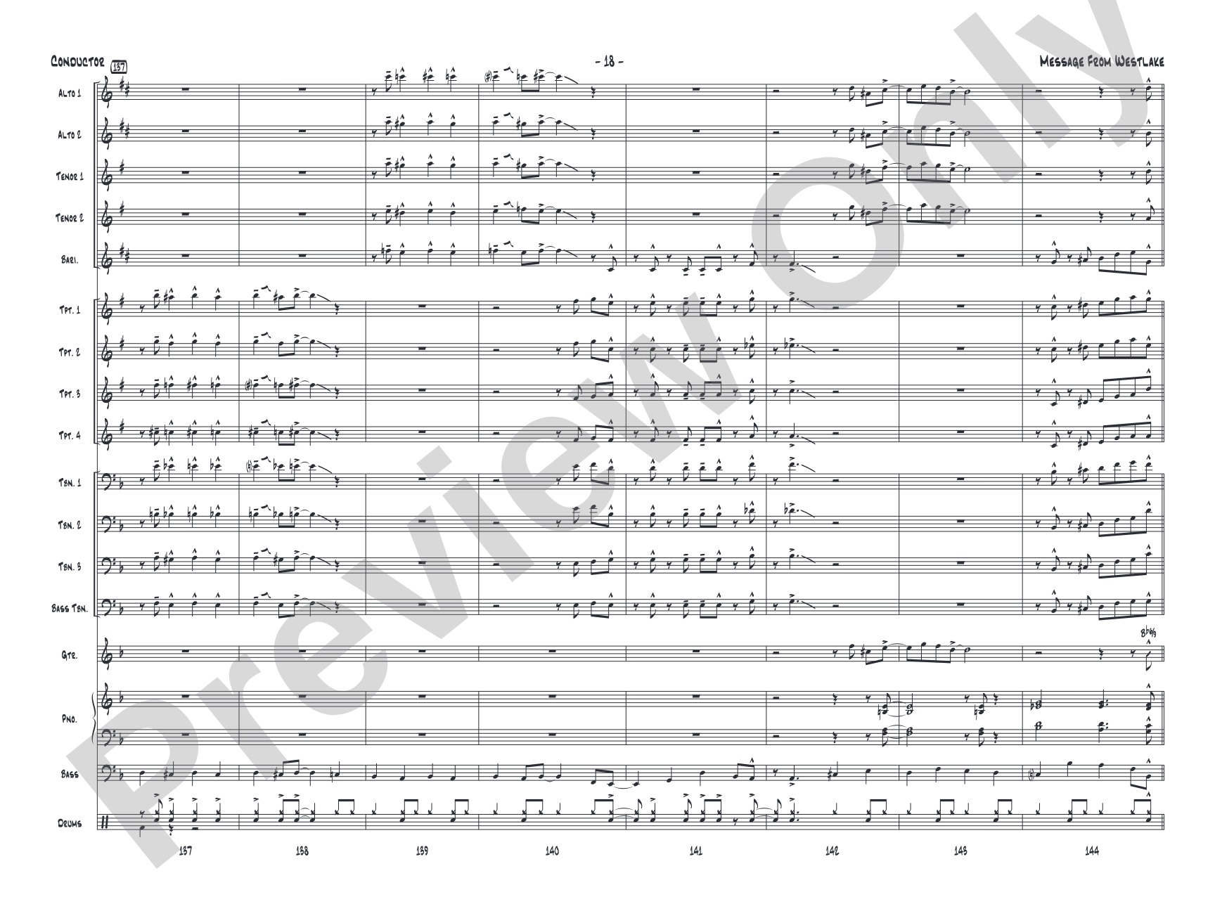 Message from Westlake: Jazz Ensemble Conductor Score & Parts