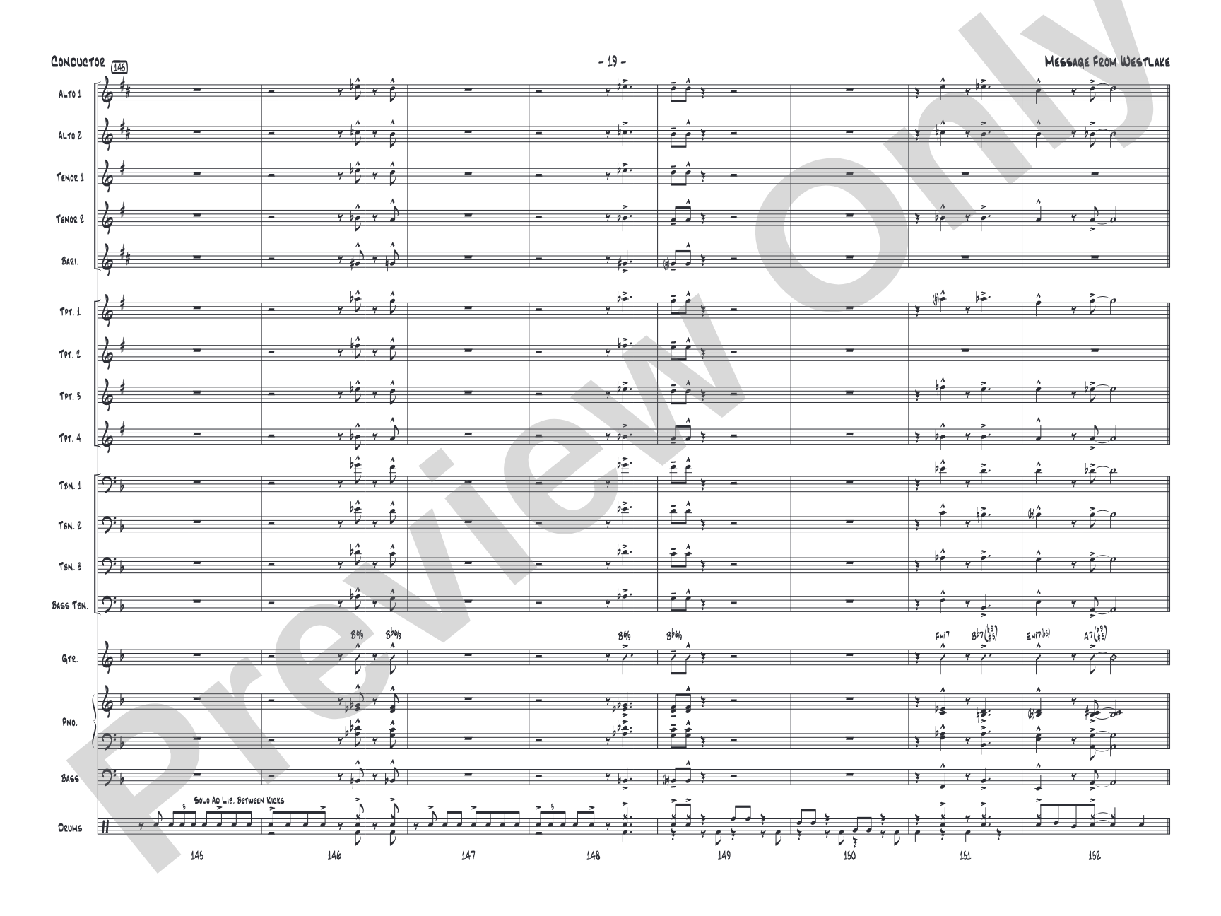 Message from Westlake: Jazz Ensemble Conductor Score & Parts