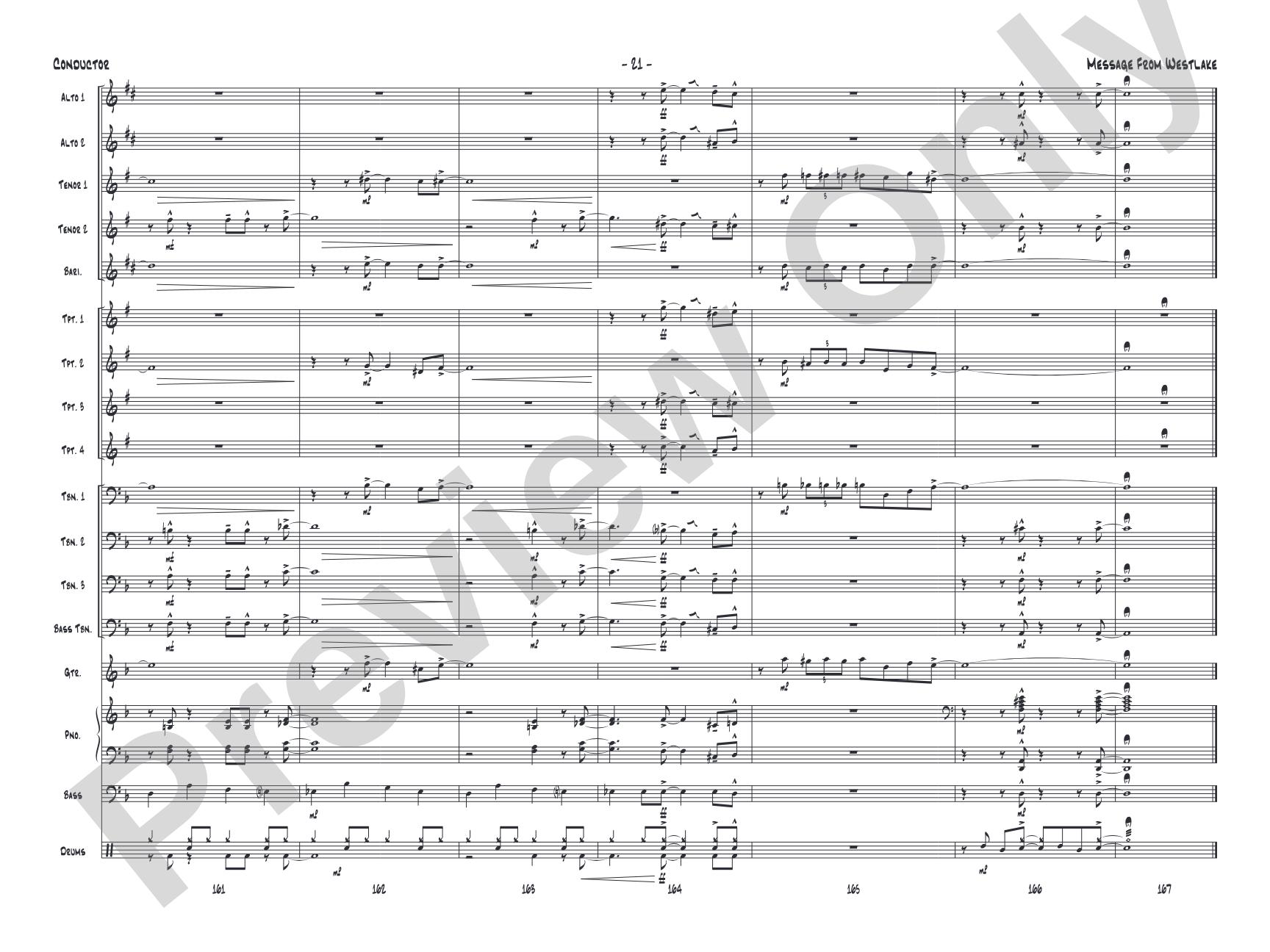 Message from Westlake: Jazz Ensemble Conductor Score & Parts