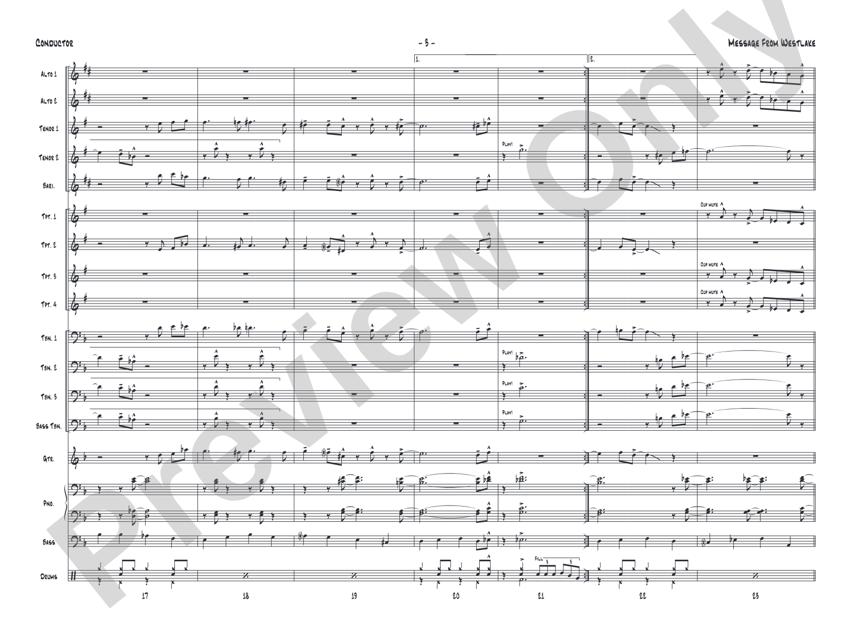 Message from Westlake: Jazz Ensemble Conductor Score & Parts
