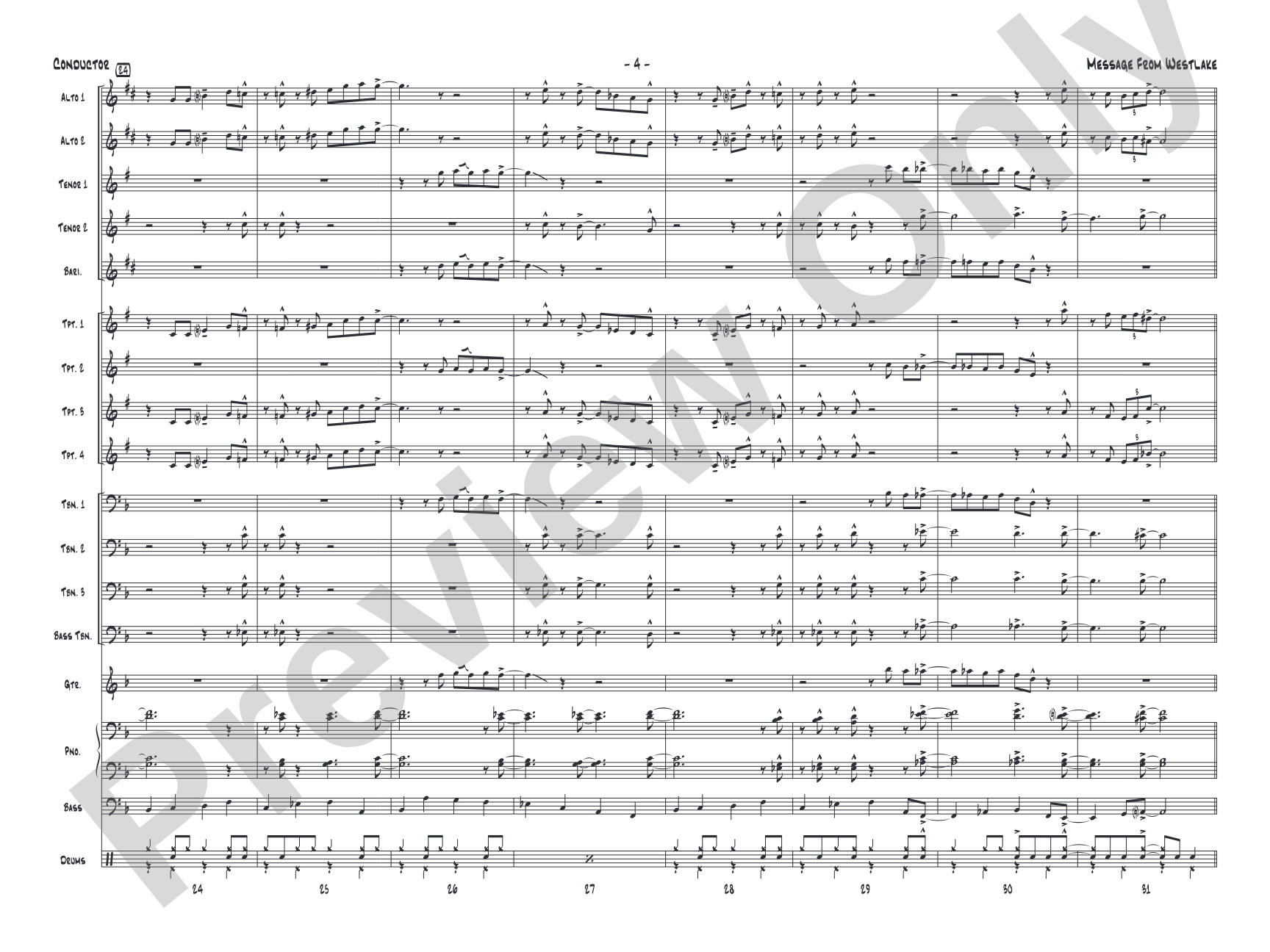 Message from Westlake: Jazz Ensemble Conductor Score & Parts