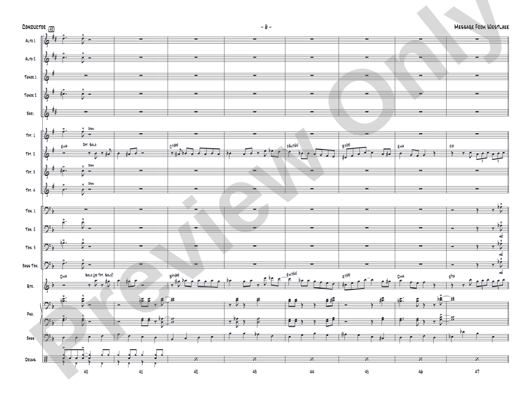 Message from Westlake: Jazz Ensemble Conductor Score & Parts