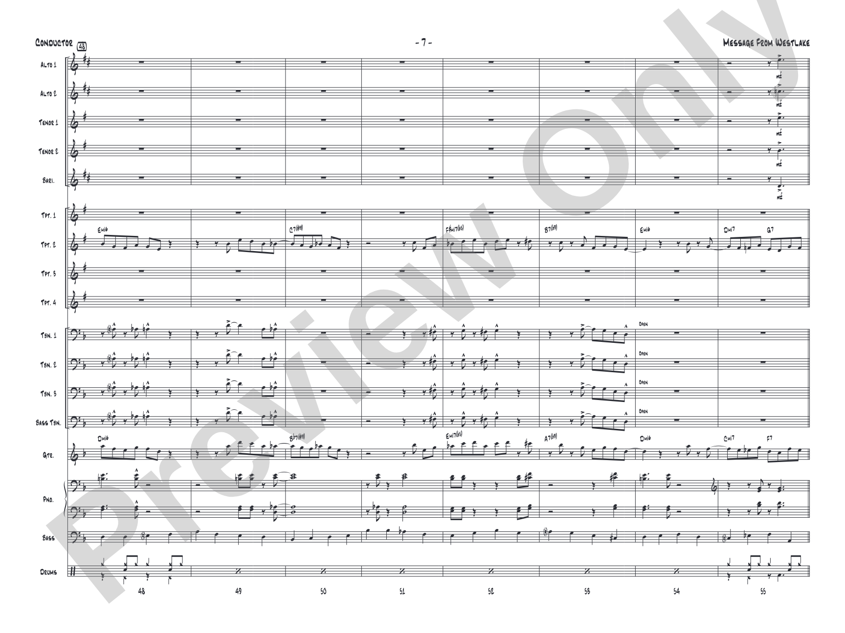 Message from Westlake: Jazz Ensemble Conductor Score & Parts