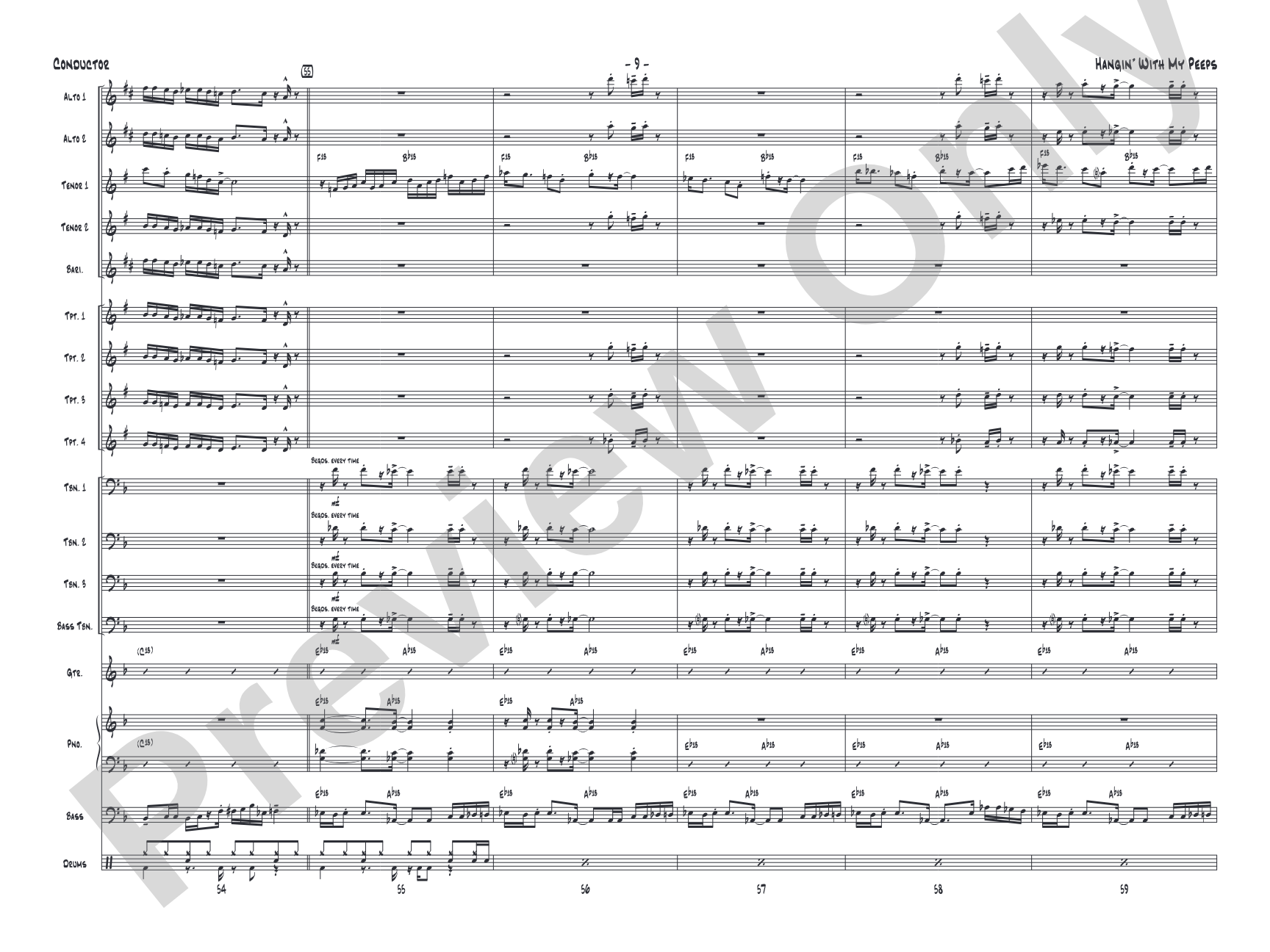 Hangin' with My Peeps: Jazz Ensemble Conductor Score & Parts