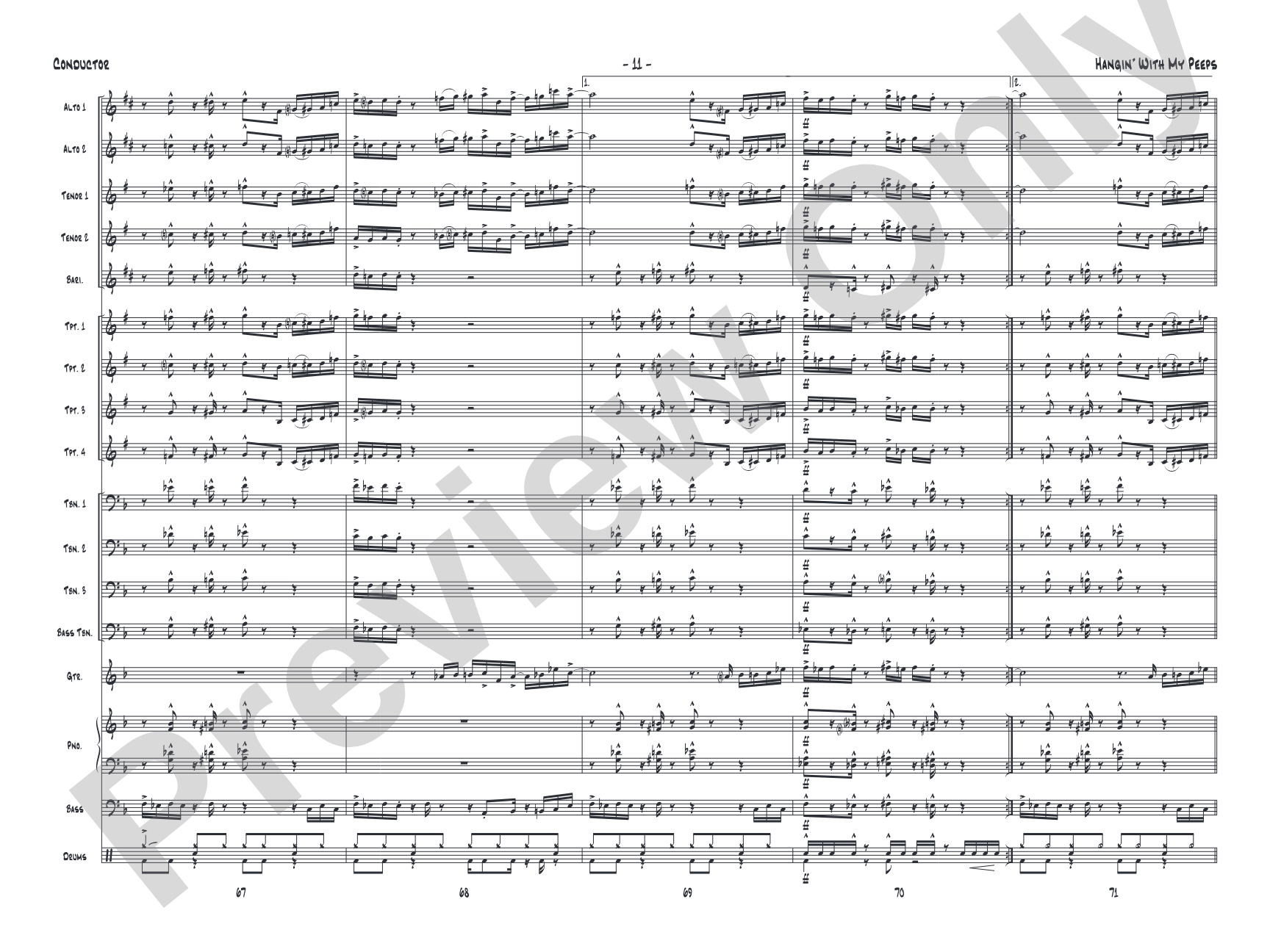 Hangin' with My Peeps: Jazz Ensemble Conductor Score & Parts