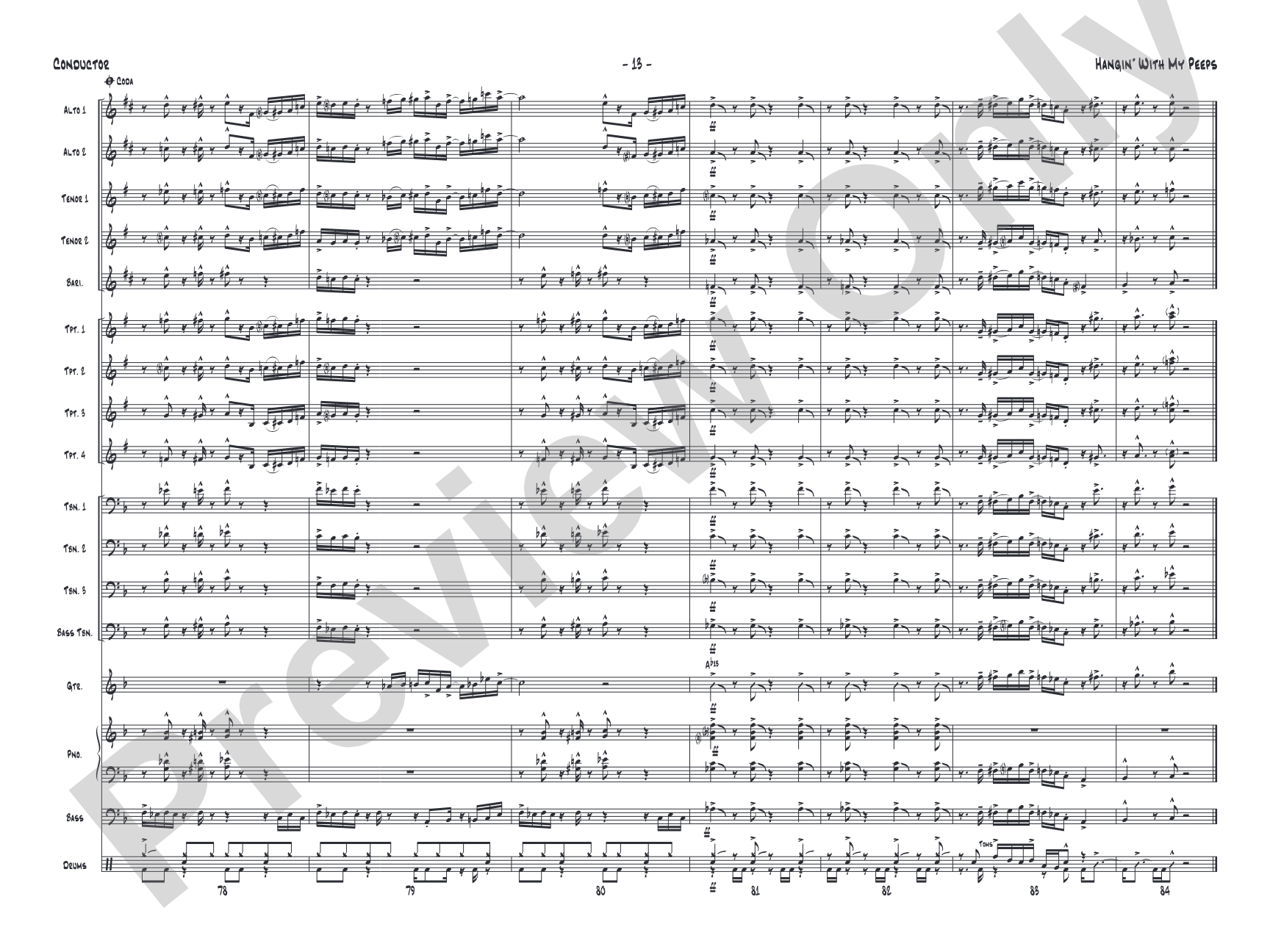 Hangin' with My Peeps: Jazz Ensemble Conductor Score & Parts