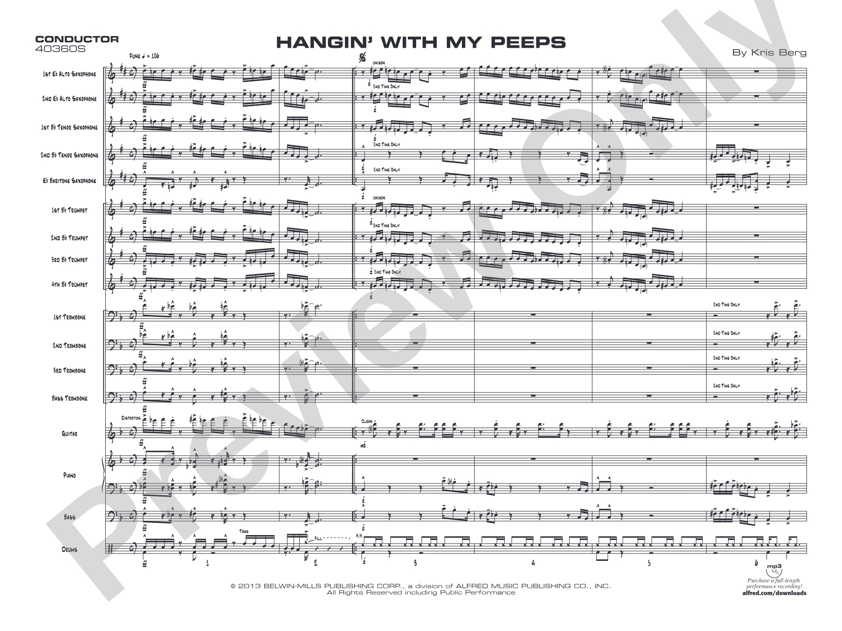 Hangin' with My Peeps: Jazz Ensemble Conductor Score & Parts
