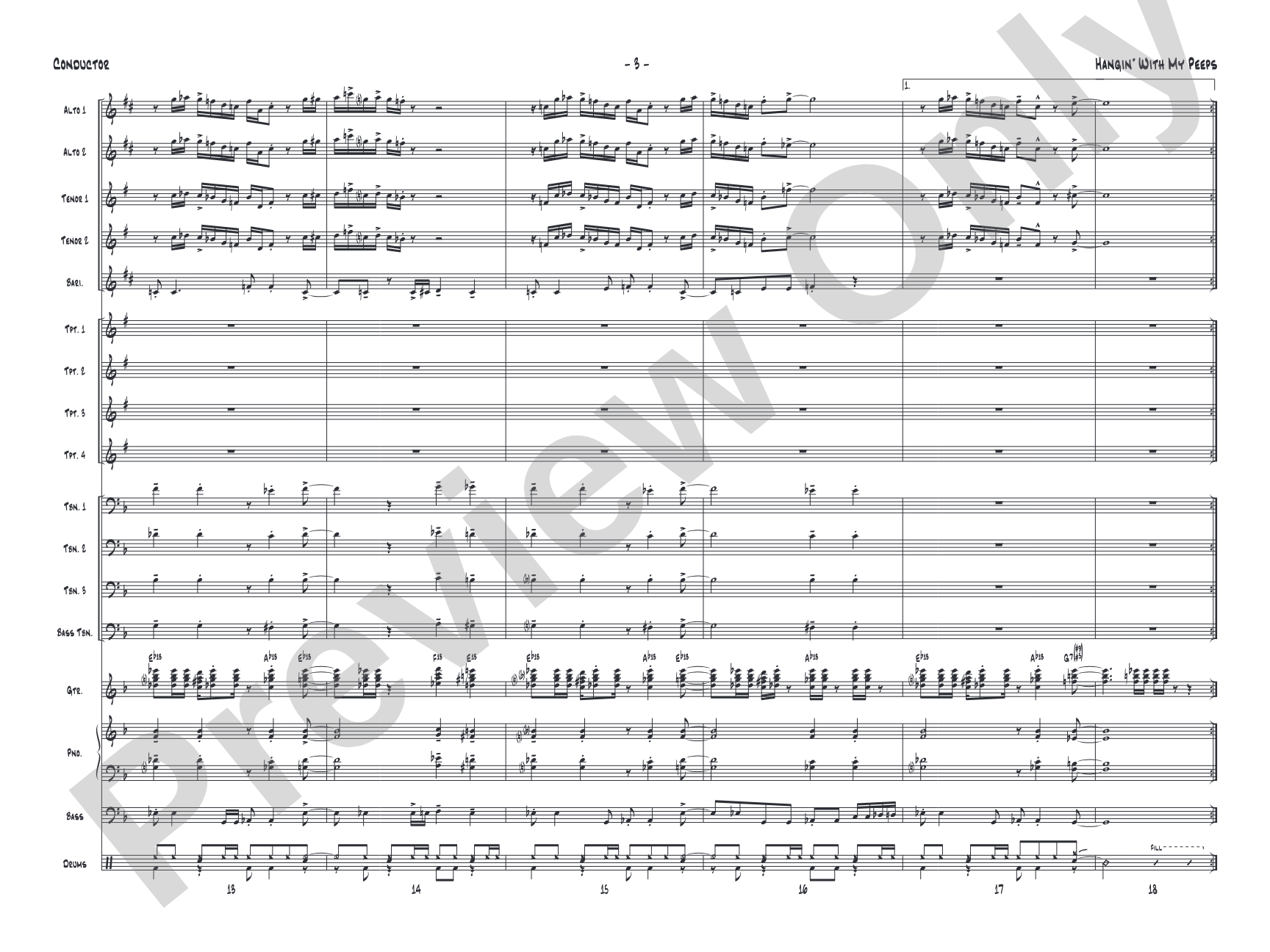 Hangin' with My Peeps: Jazz Ensemble Conductor Score & Parts