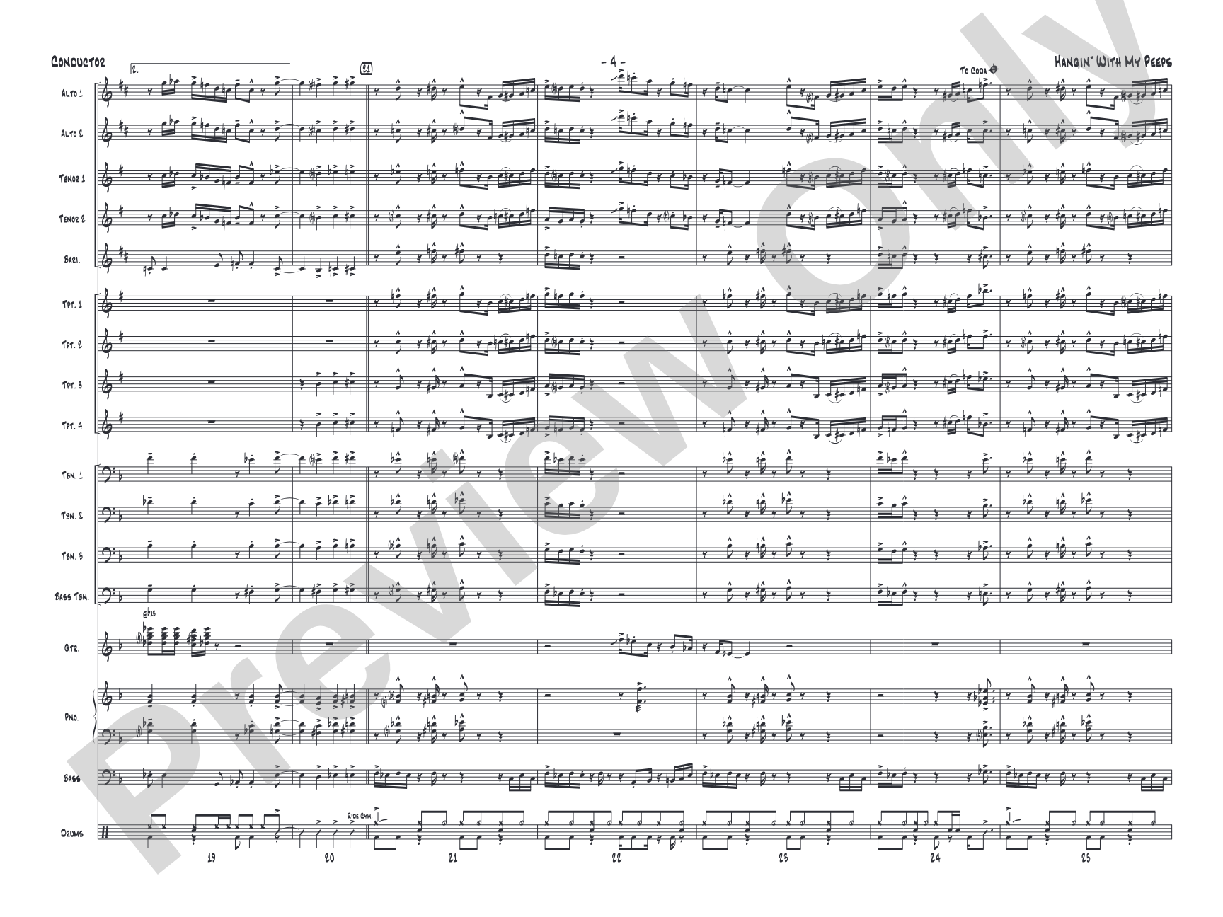 Hangin' with My Peeps: Jazz Ensemble Conductor Score & Parts