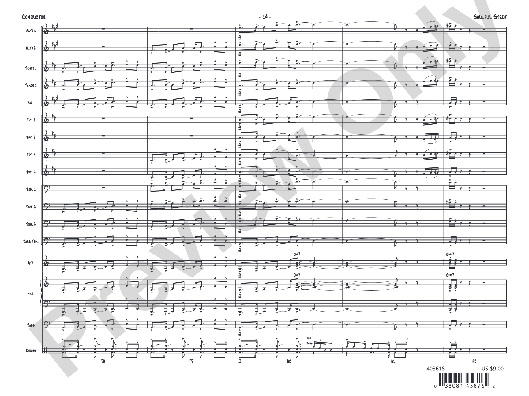 Soulful Strut: Jazz Ensemble Conductor Score & Parts