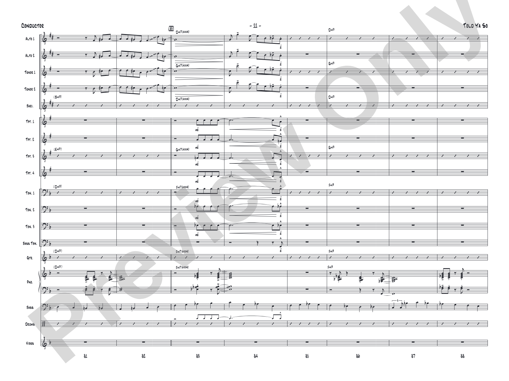Told Ya So: Jazz Ensemble Conductor Score & Parts