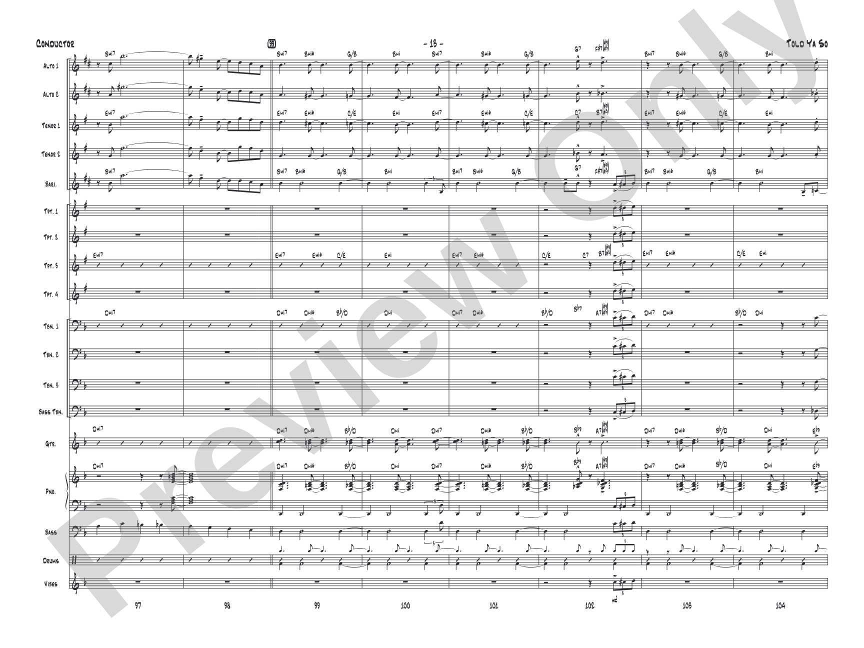 Told Ya So: Jazz Ensemble Conductor Score & Parts