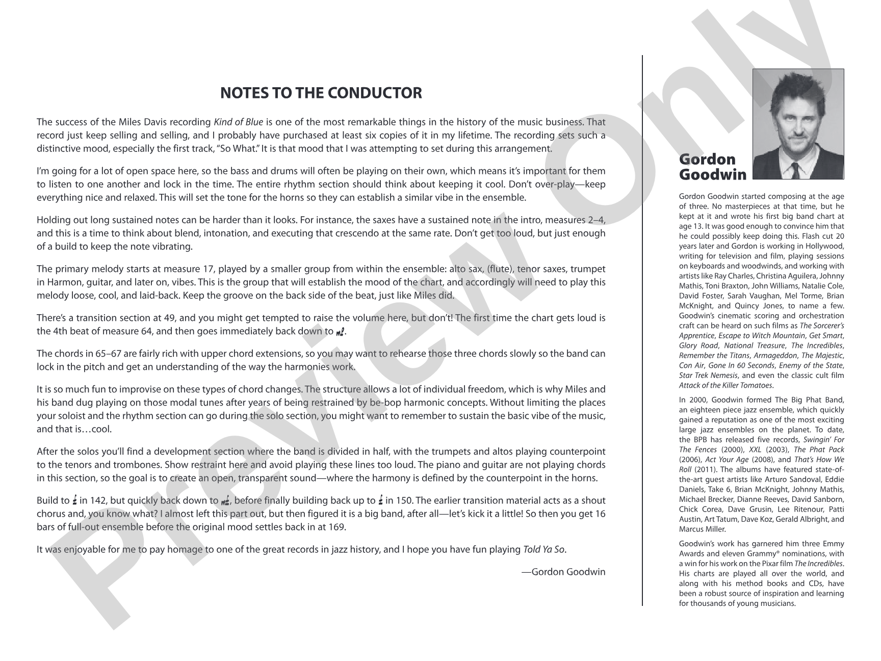 Told Ya So: Jazz Ensemble Conductor Score & Parts
