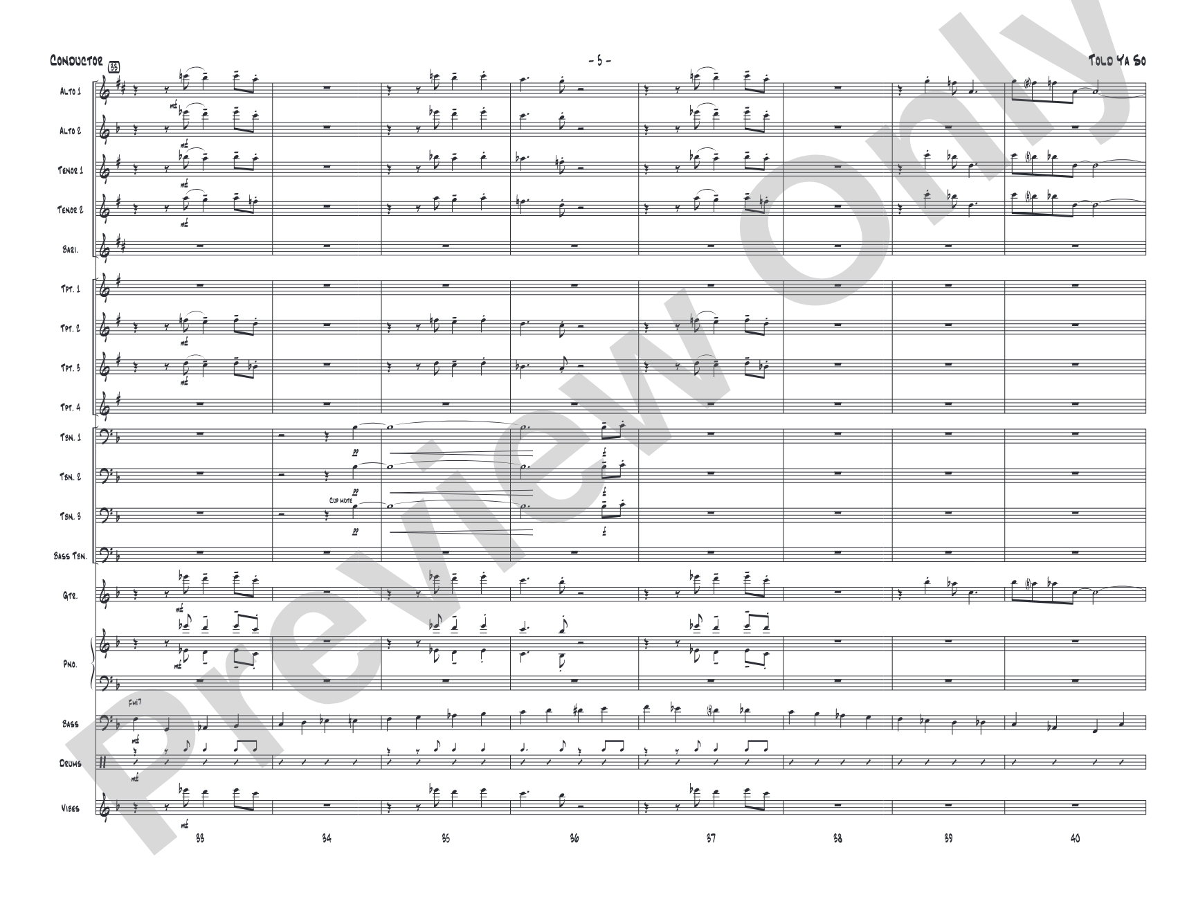 Told Ya So: Jazz Ensemble Conductor Score & Parts