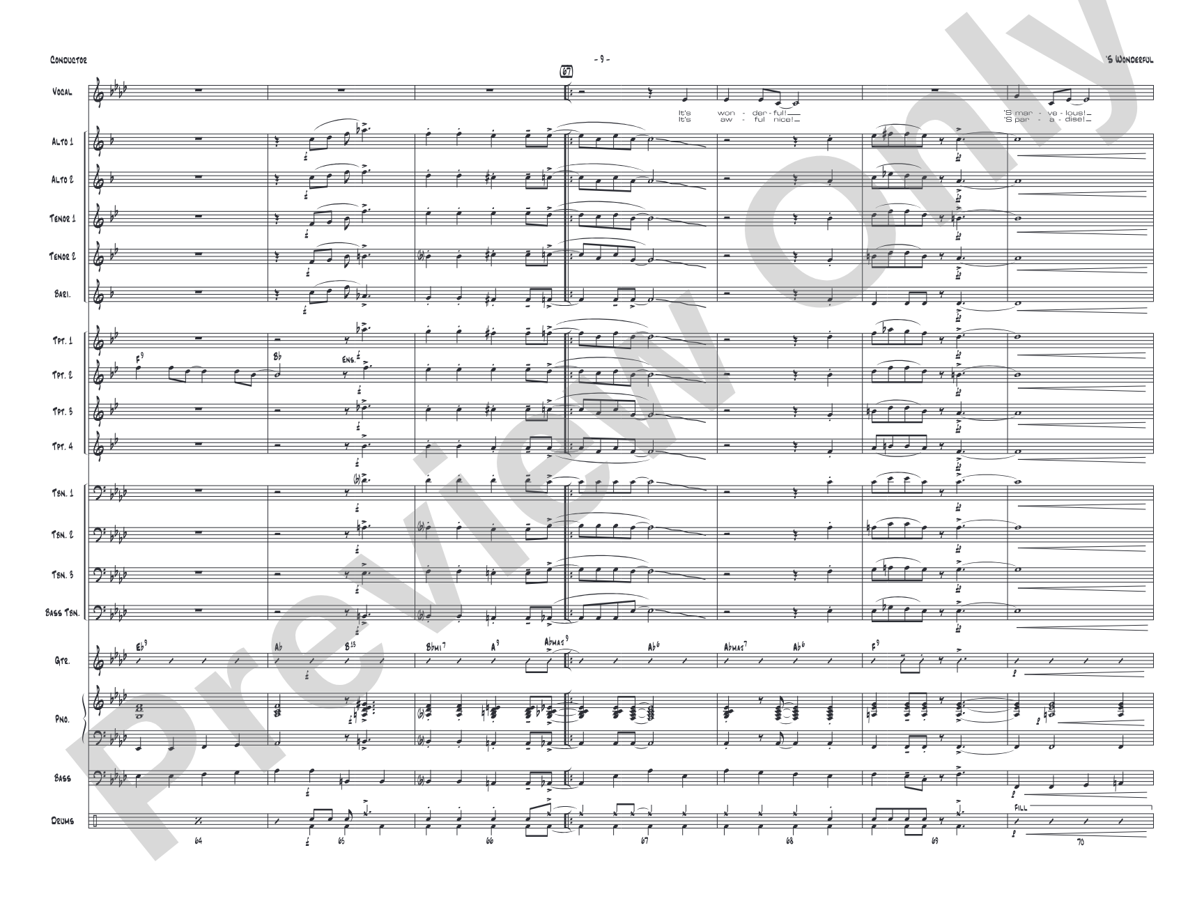 'S Wonderful: Vocal Solo with Jazz Ensemble Conductor Score & Parts