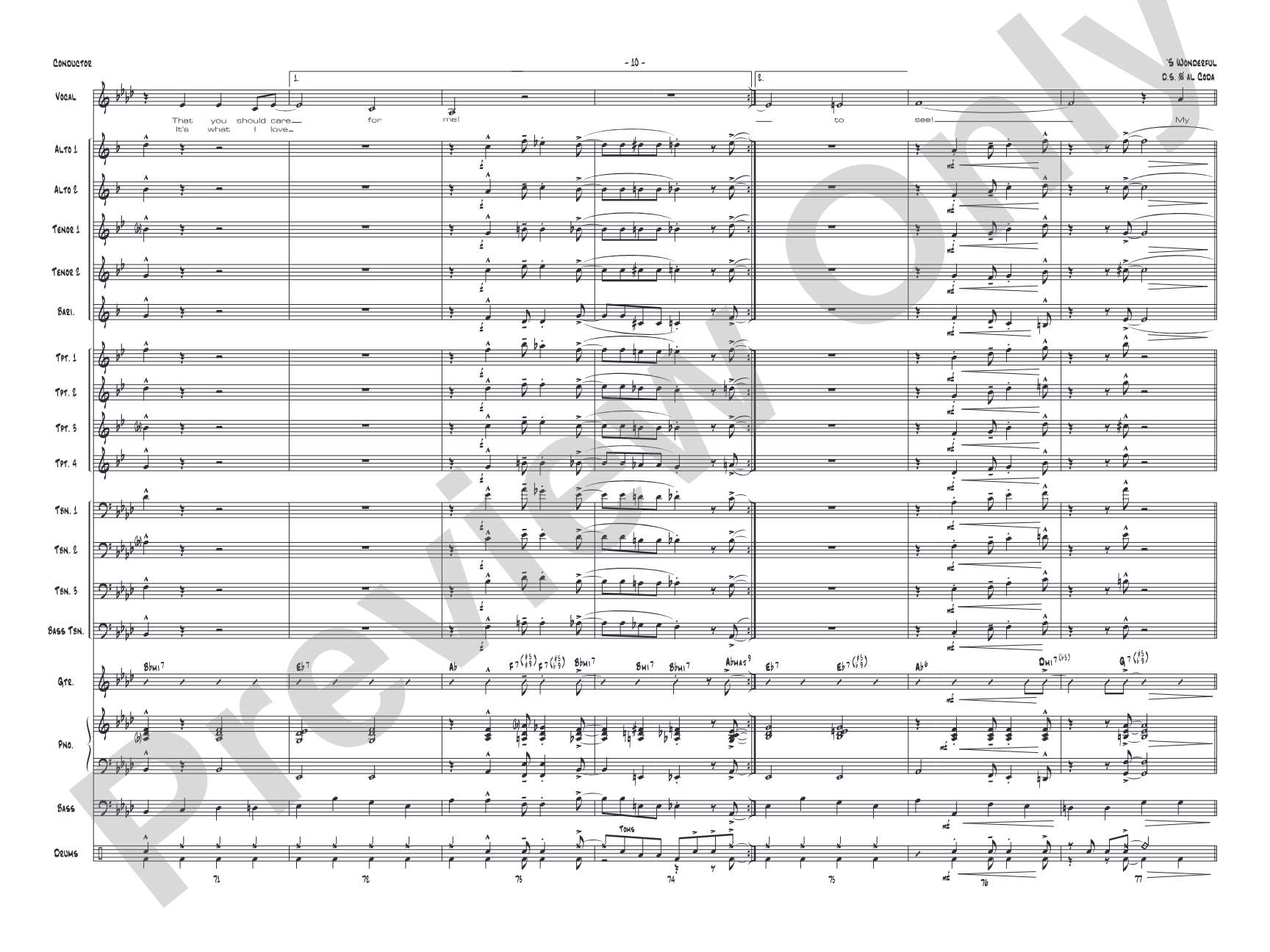 'S Wonderful: Vocal Solo with Jazz Ensemble Conductor Score & Parts