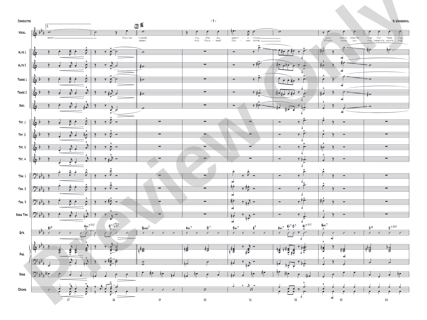 'S Wonderful: Vocal Solo with Jazz Ensemble Conductor Score & Parts