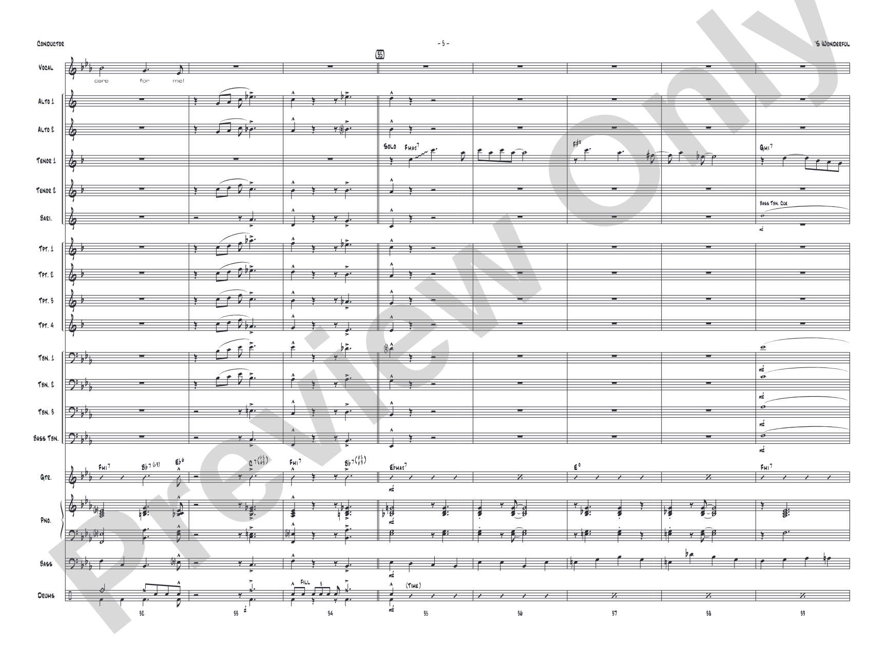 'S Wonderful: Vocal Solo with Jazz Ensemble Conductor Score & Parts